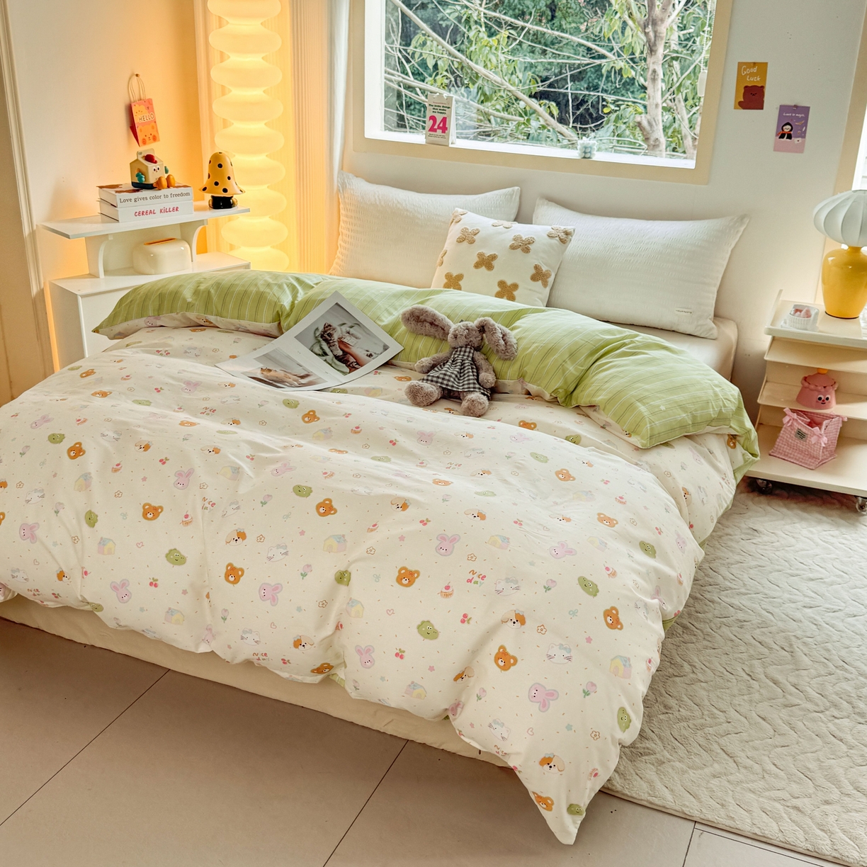 91家纺网 家纺一手货源 找家纺 小蓝孩家纺 2026新款12868全棉印花单被套(联系商家可打折，尺寸可定制) 假日小狗