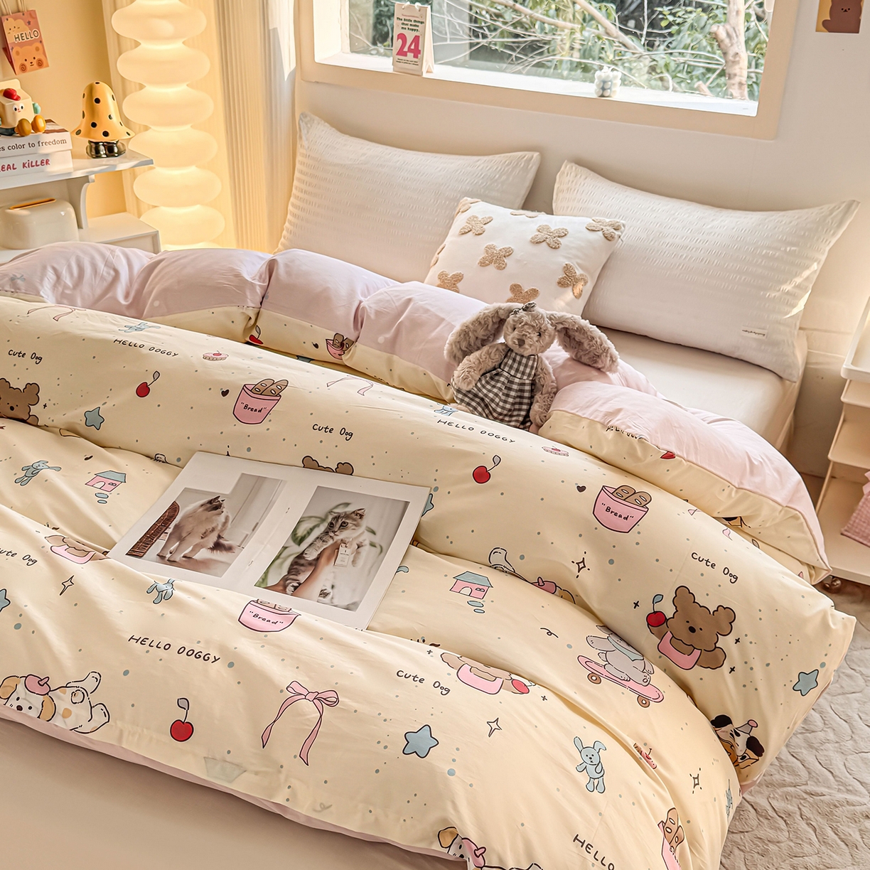 91家纺网 家纺一手货源 找家纺 小蓝孩家纺 2026新款12868全棉印花单被套(联系商家可打折，尺寸可定制) 可爱颂