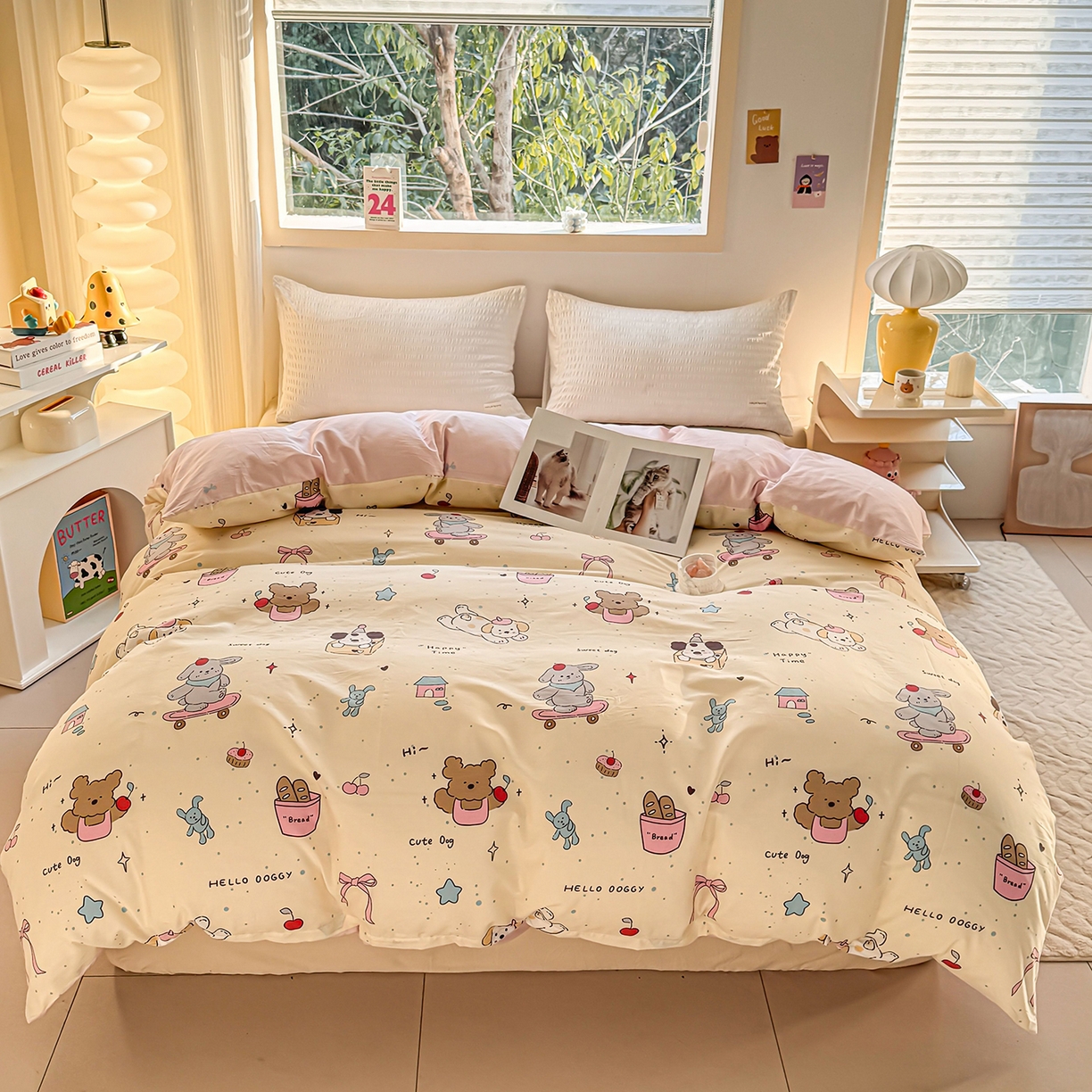 91家纺网 家纺一手货源 找家纺 小蓝孩家纺 2026新款12868全棉印花单被套(联系商家可打折，尺寸可定制) 可爱颂