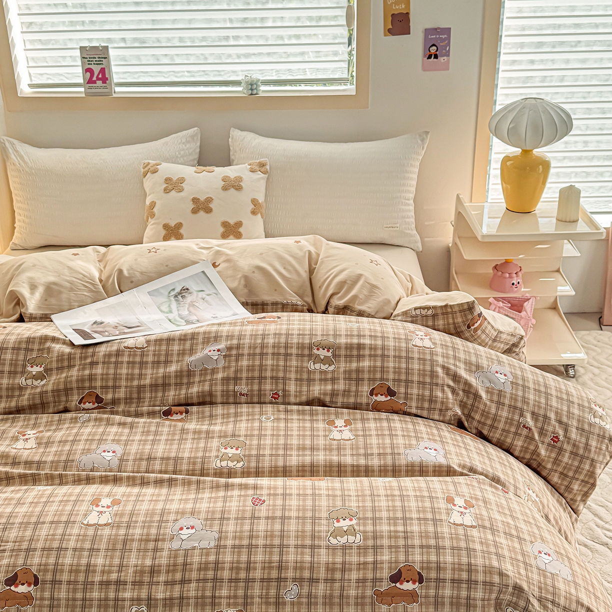 91家纺网 家纺一手货源 找家纺 小蓝孩家纺 2026新款12868全棉印花单被套(联系商家可打折，尺寸可定制) 哈哈狗