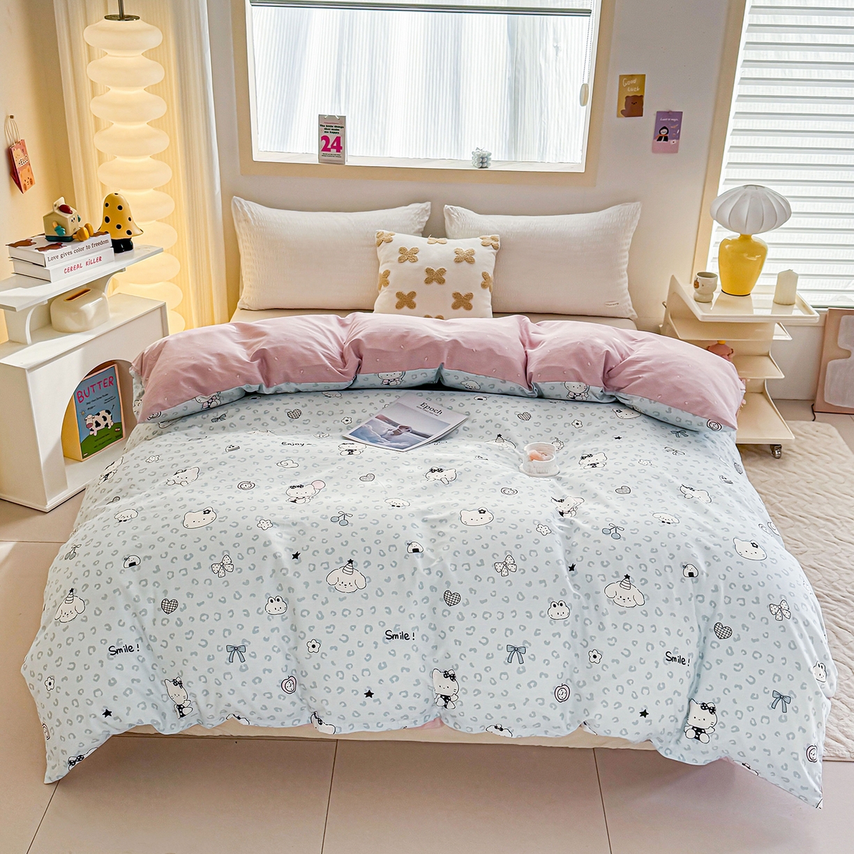 91家纺网 家纺一手货源 找家纺 小蓝孩家纺 2026新款12868全棉印花单被套(联系商家可打折，尺寸可定制) 豹纹猫咪