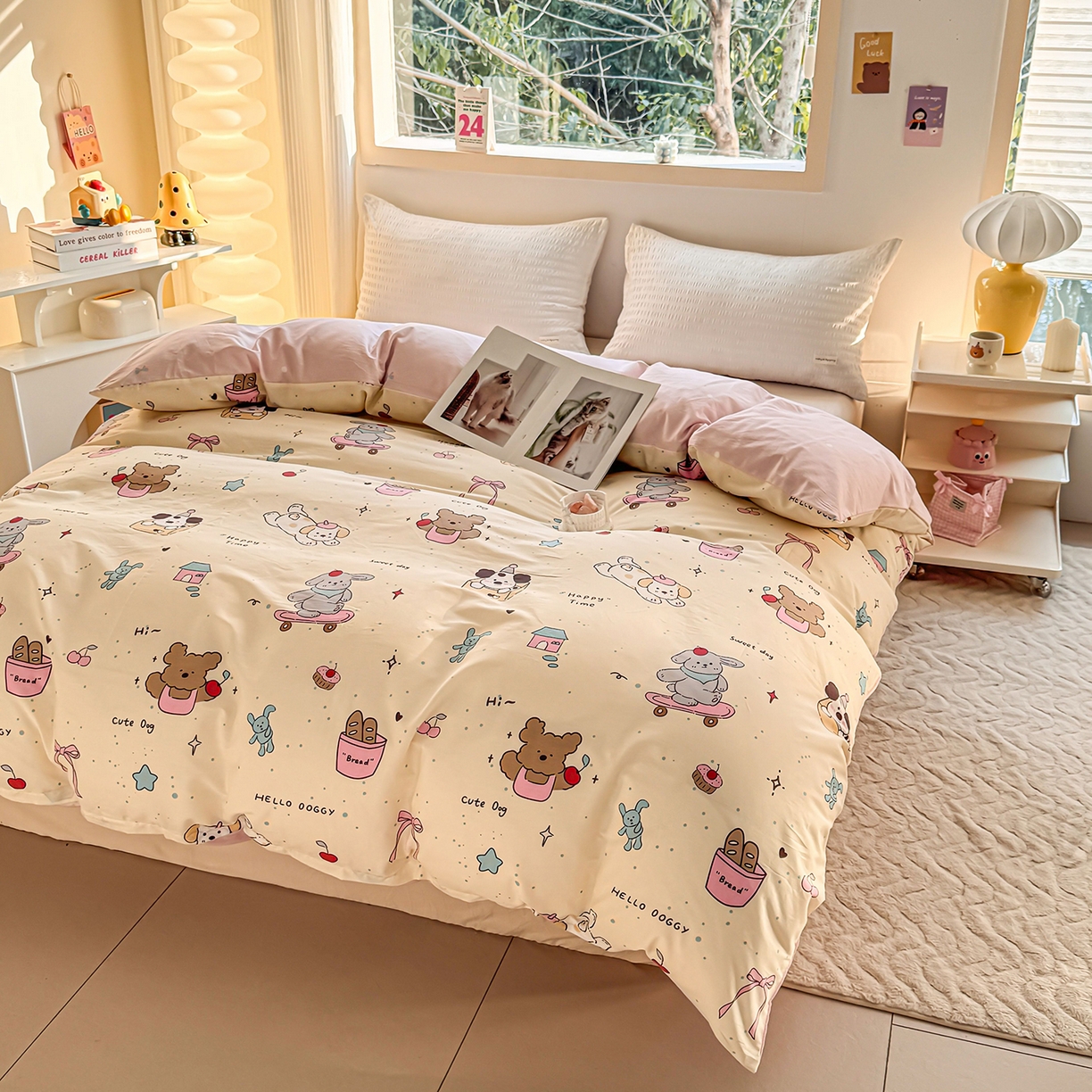 91家纺网 家纺一手货源 找家纺 小蓝孩家纺 2026新款12868全棉印花单被套(联系商家可打折，尺寸可定制) 可爱颂