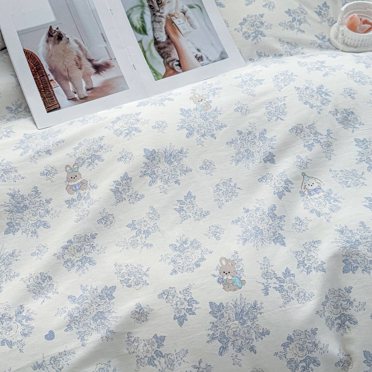 91家纺网 家纺一手货源 找家纺 小蓝孩家纺 2026新款12868全棉印花单被套(联系商家可打折，尺寸可定制) 森林兔