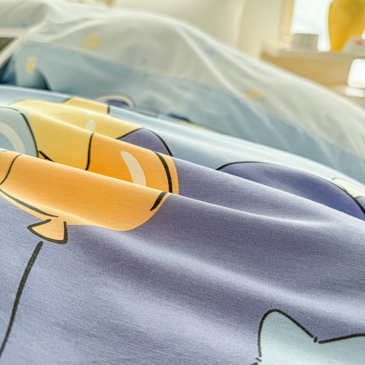 91家纺网 家纺一手货源 找家纺 小蓝孩家纺 2026新款12868全棉印花单被套(联系商家可打折，尺寸可定制) 太空梦乐园