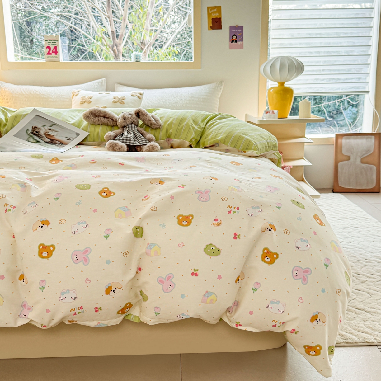 91家纺网 家纺一手货源 找家纺 小蓝孩家纺 2026新款12868全棉印花单被套(联系商家可打折，尺寸可定制) 假日小狗