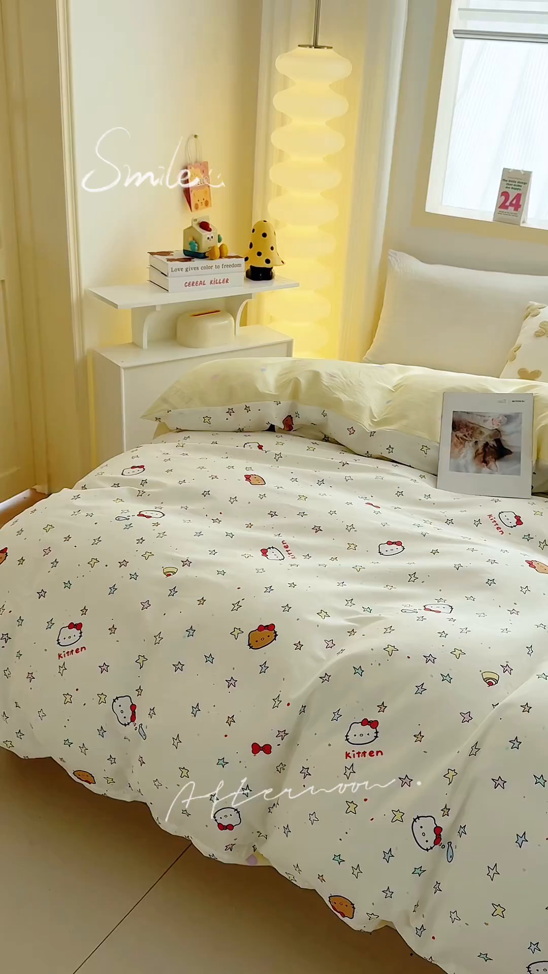91家纺网 家纺一手货源 找家纺 小蓝孩家纺 2026新款12868全棉印花单被套(联系商家可打折，尺寸可定制) 星星凯蒂猫