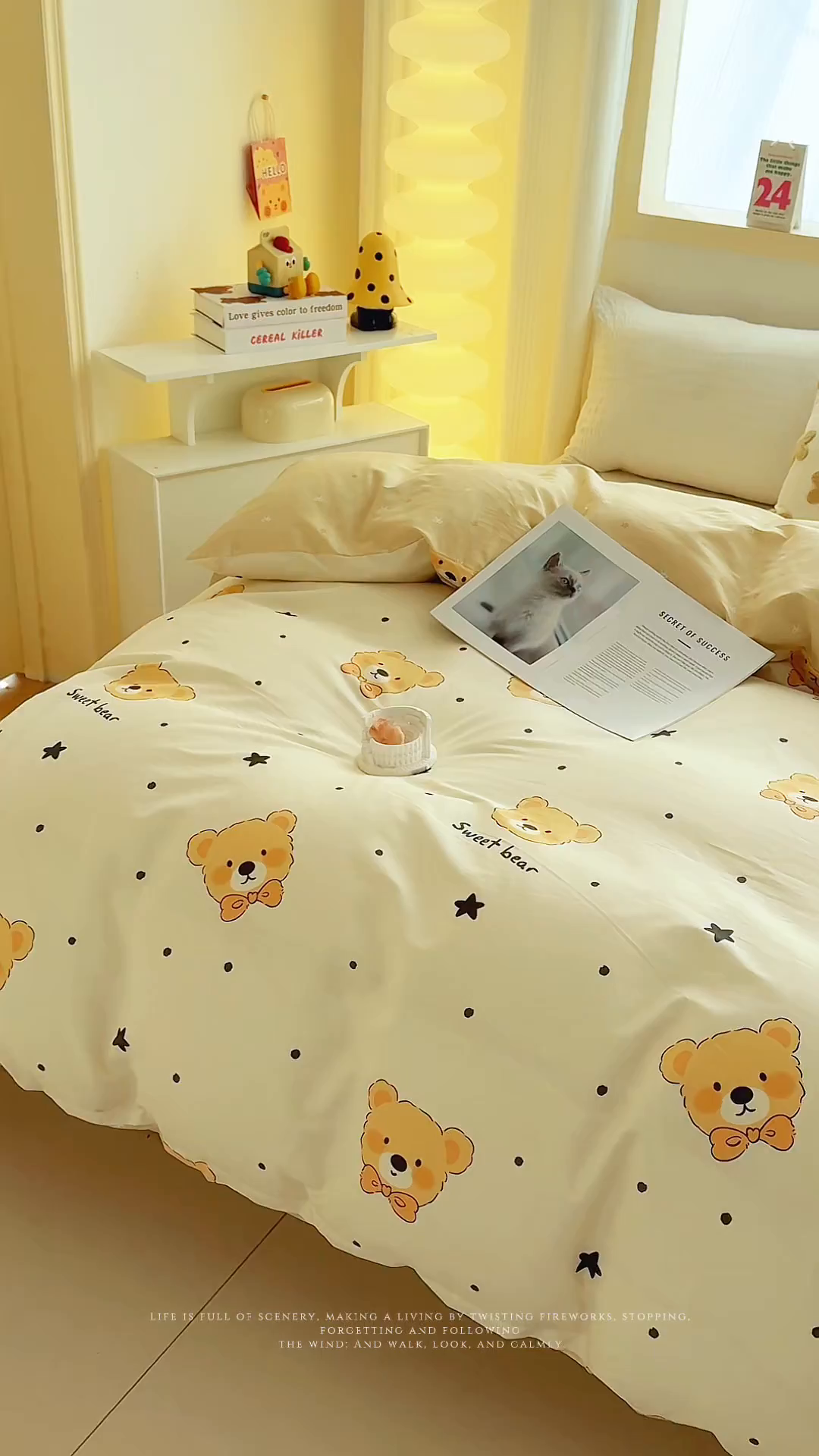 91家纺网 家纺一手货源 找家纺 小蓝孩家纺 2026新款12868全棉印花单被套(联系商家可打折，尺寸可定制) 领结熊宝