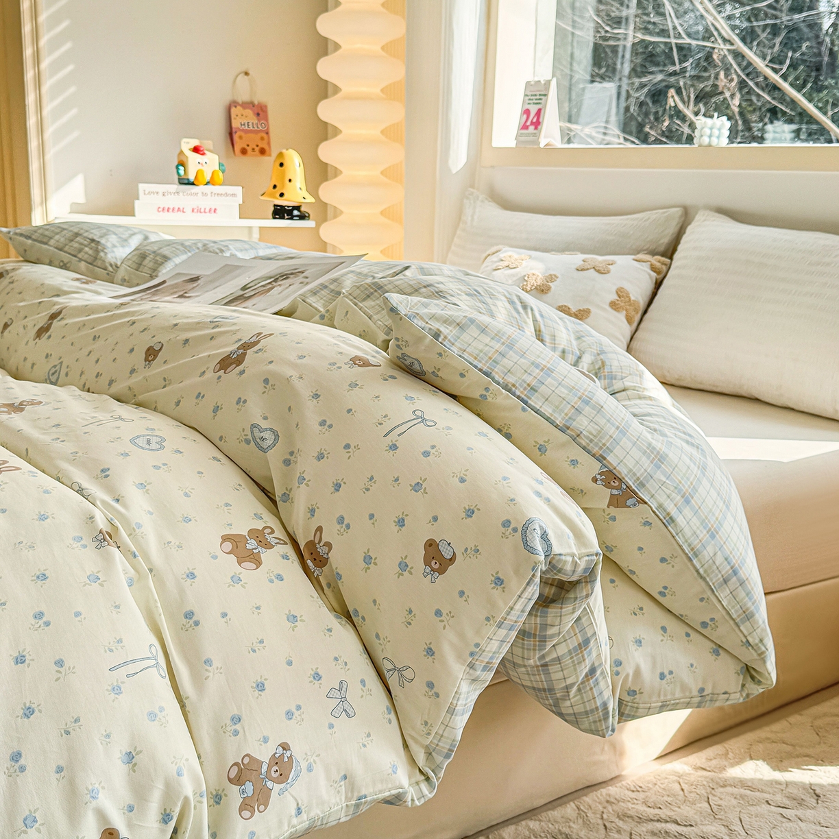 91家纺网 家纺一手货源 找家纺 小蓝孩家纺 2026新款12868全棉印花单被套(联系商家可打折，尺寸可定制) 告白兔