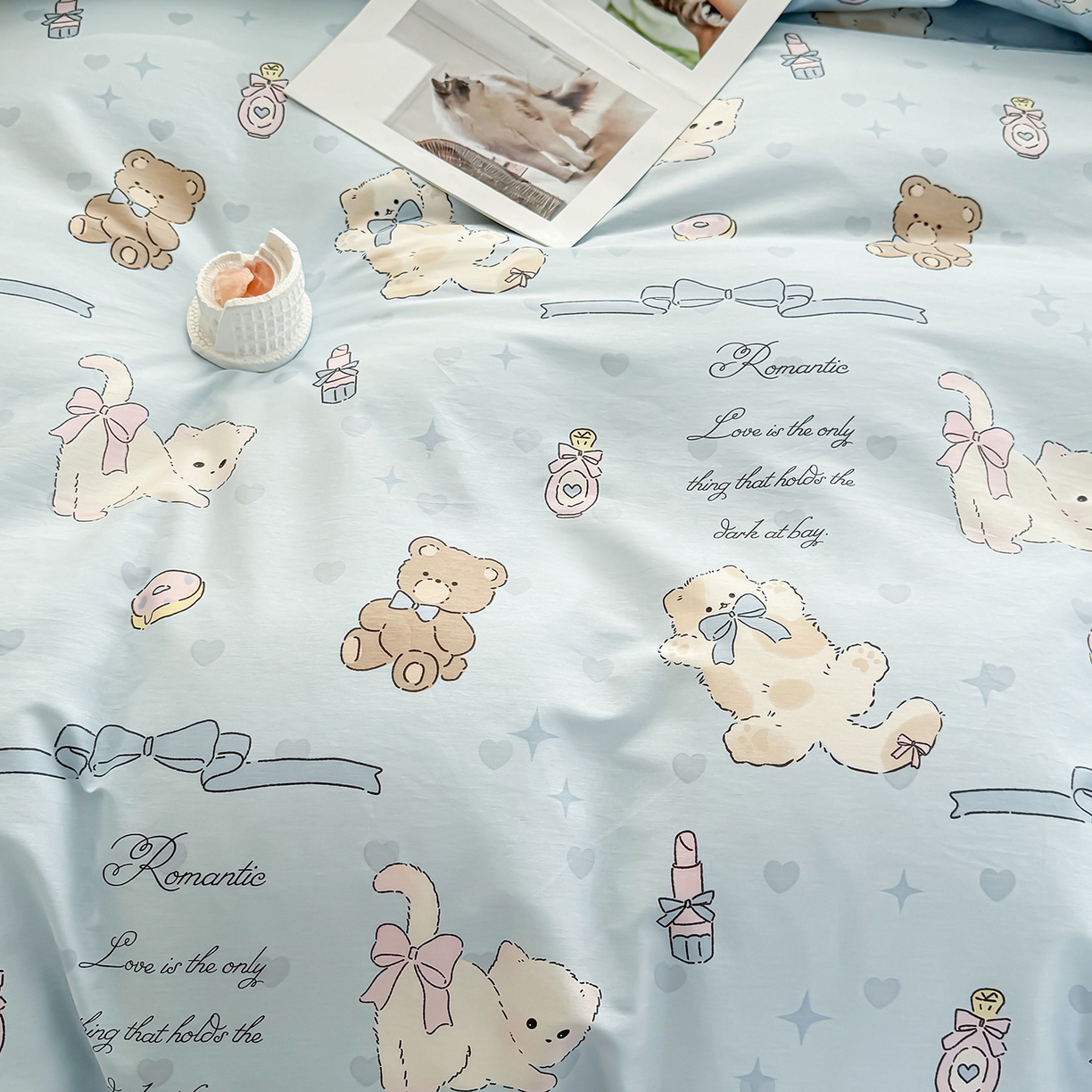 91家纺网 家纺一手货源 找家纺 小蓝孩家纺 2026新款12868全棉印花单被套(联系商家可打折，尺寸可定制) 奶油阿布-蓝