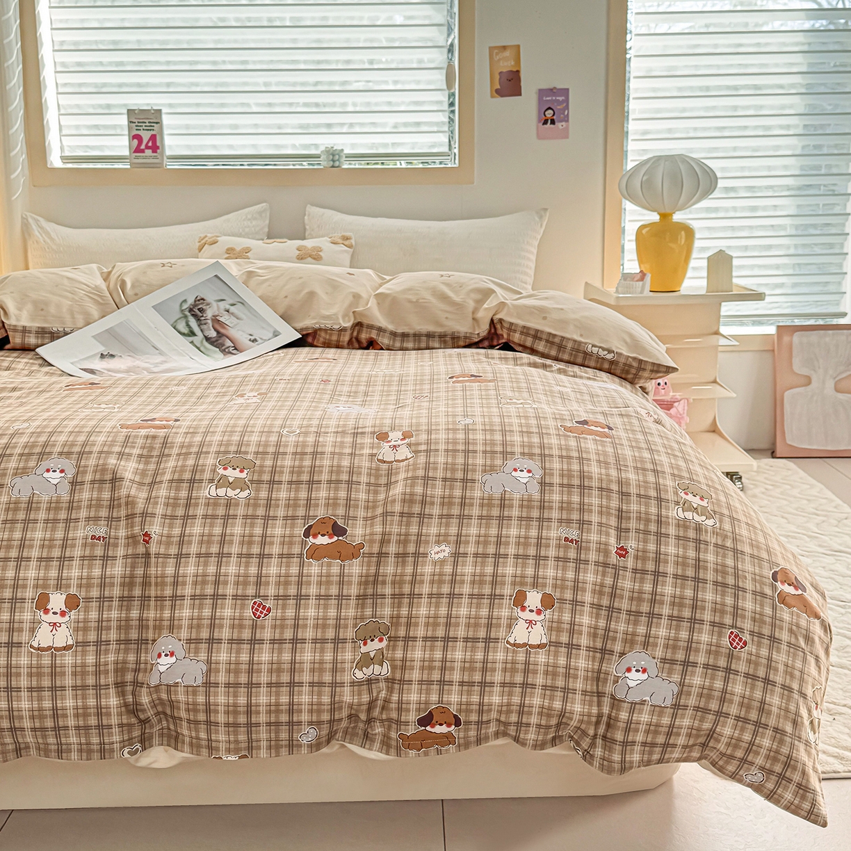 91家纺网 家纺一手货源 找家纺 小蓝孩家纺 2026新款12868全棉印花单被套(联系商家可打折，尺寸可定制) 哈哈狗