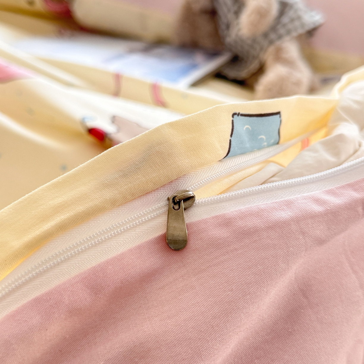 91家纺网 家纺一手货源 找家纺 小蓝孩家纺 2026新款12868全棉印花单被套(联系商家可打折，尺寸可定制) 可爱颂