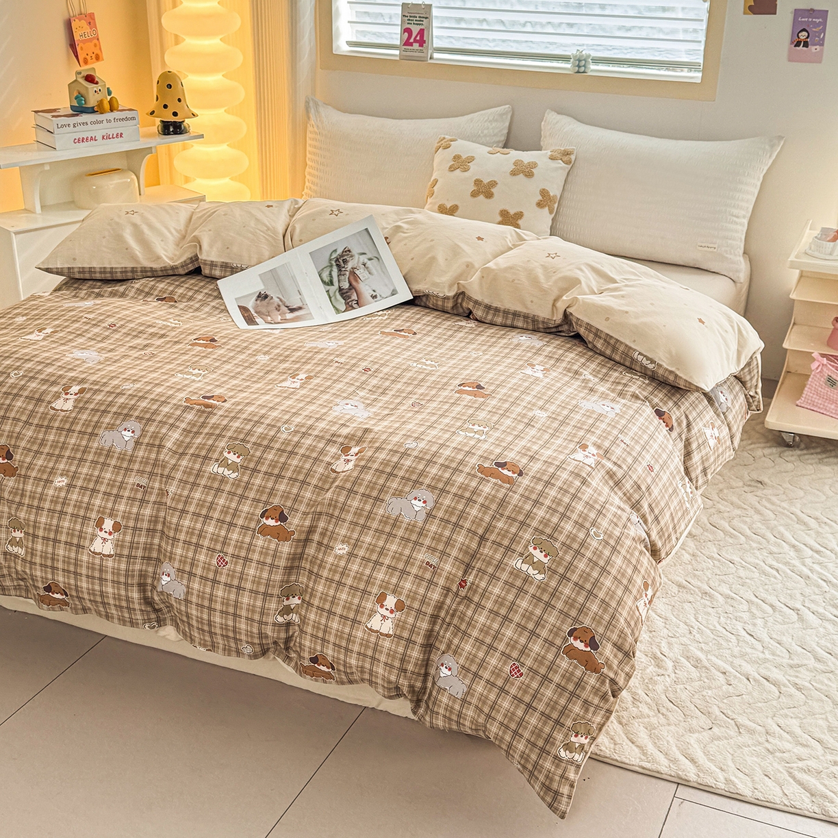 91家纺网 家纺一手货源 找家纺 小蓝孩家纺 2026新款12868全棉印花单被套(联系商家可打折，尺寸可定制) 哈哈狗