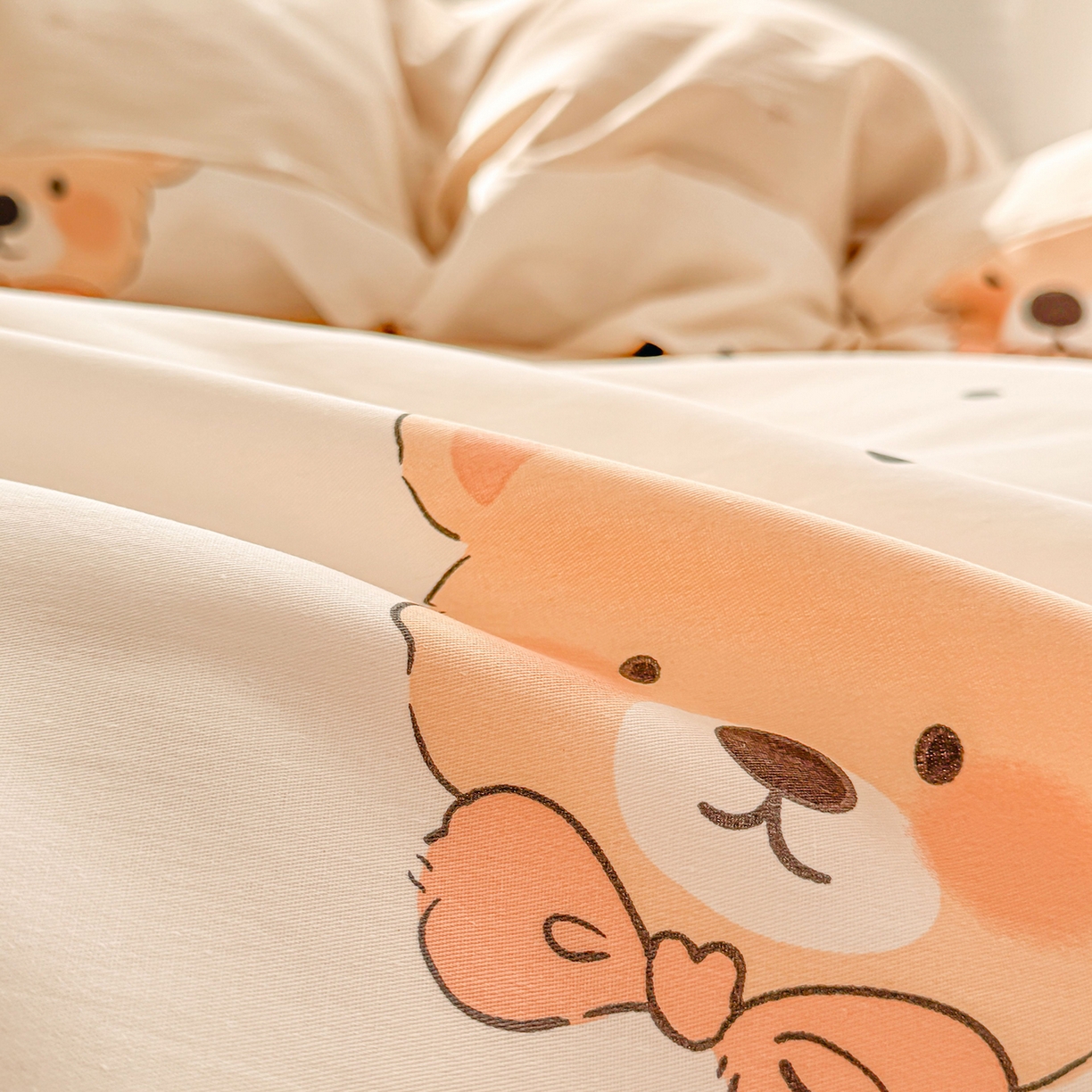 91家纺网 家纺一手货源 找家纺 小蓝孩家纺 2026新款12868全棉印花单被套(联系商家可打折，尺寸可定制) 领结熊宝