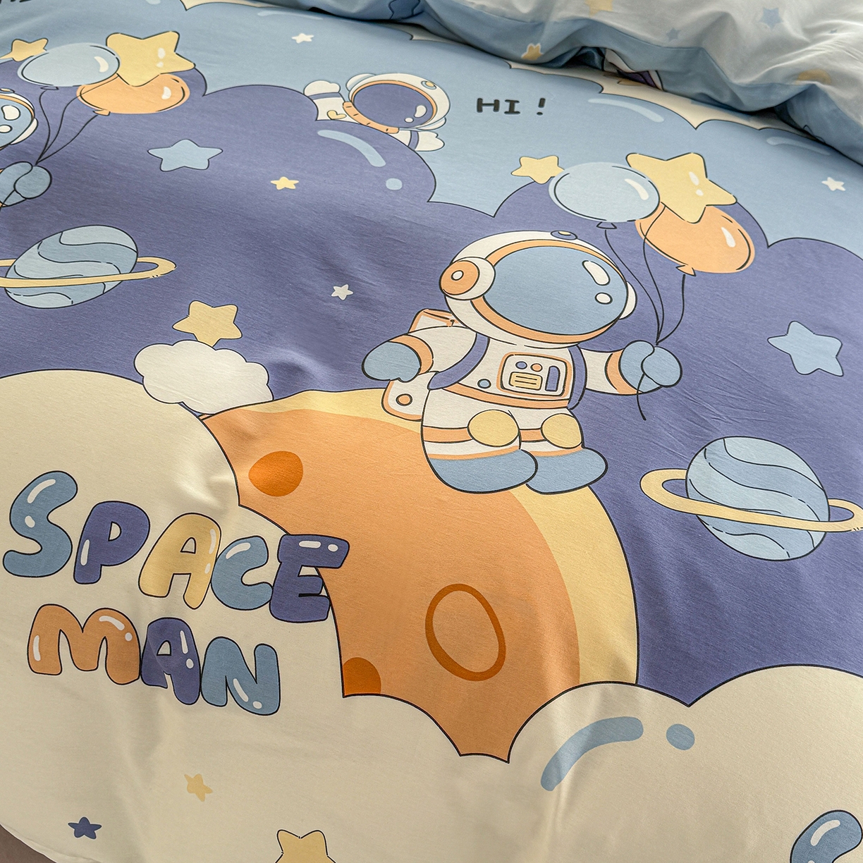 91家纺网 家纺一手货源 找家纺 小蓝孩家纺 2026新款12868全棉印花单被套(联系商家可打折，尺寸可定制) 太空梦乐园