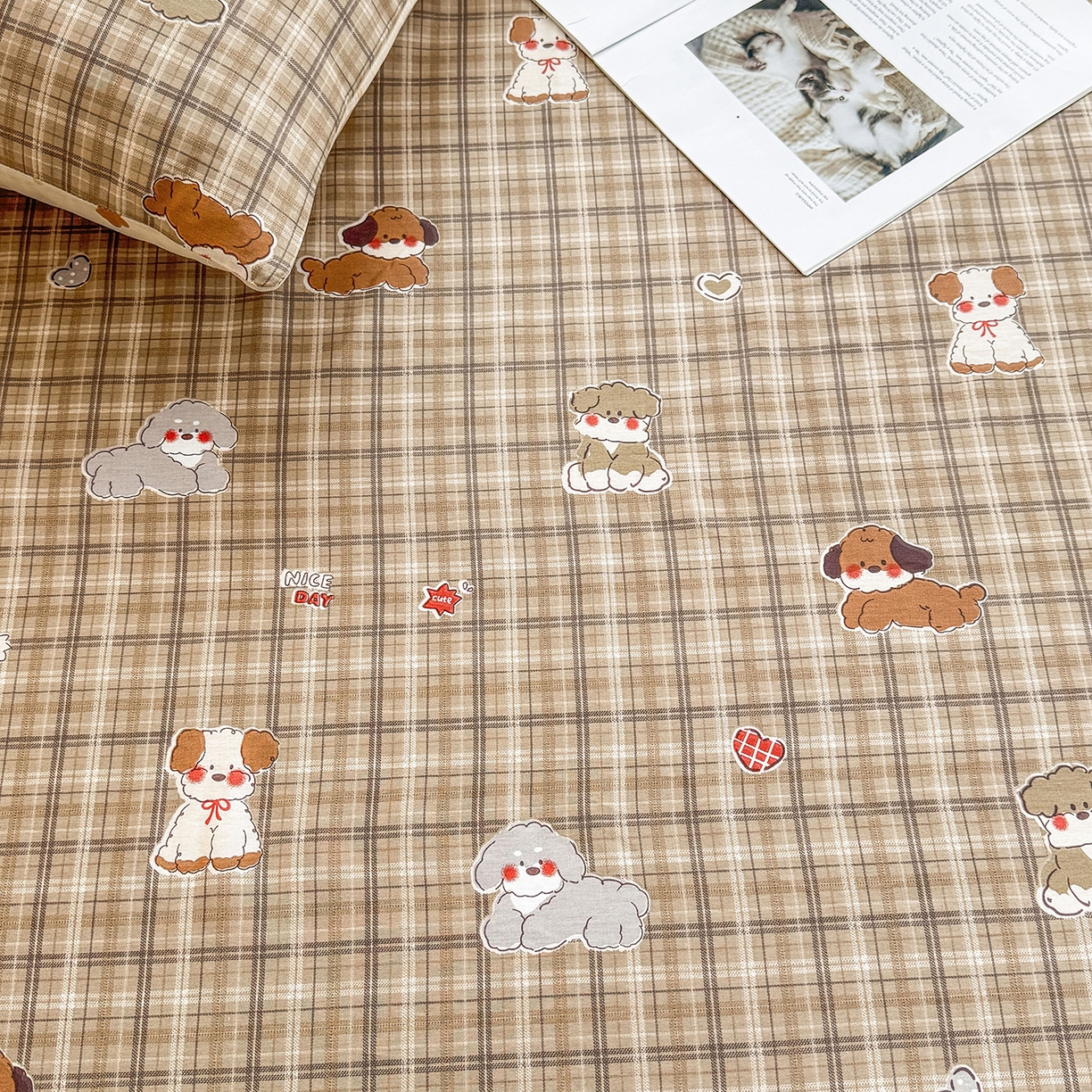 91家纺网 家纺一手货源 找家纺 小蓝孩家纺 2026新款12868全棉印花单被套(联系商家可打折，尺寸可定制) 哈哈狗