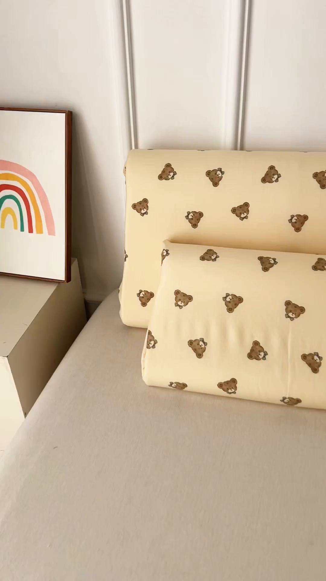 91家纺网 家纺一手货源 找家纺 百寐 2026新款全棉A类双层纱立体乳胶枕套纯棉纱布卡通碎花小清新枕套 立体-领结熊