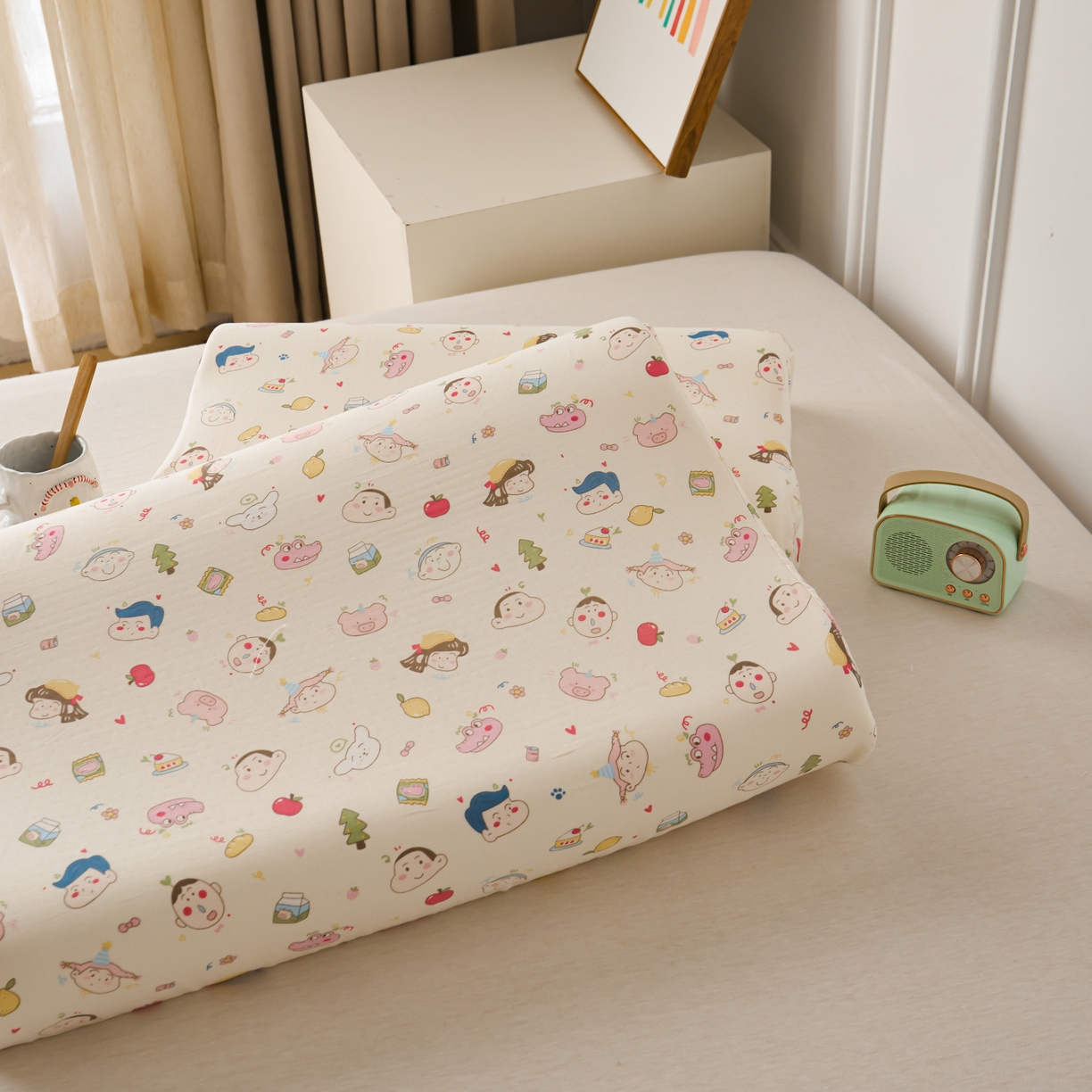 91家纺网 家纺一手货源 找家纺 （总）百寐 2026新款全棉A类双层纱立体乳胶枕套纯棉纱布卡通碎花小清新枕套