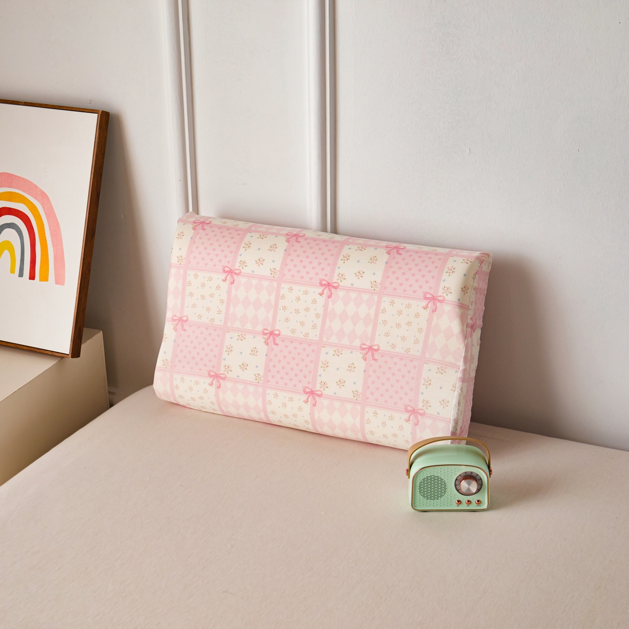 91家纺网 家纺一手货源 找家纺 百寐 2026新款全棉A类双层纱立体乳胶枕套纯棉纱布卡通碎花小清新枕套 立体-小城故事