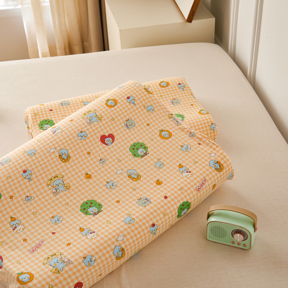 91家纺网 家纺一手货源 找家纺 百寐 2026新款全棉A类双层纱立体乳胶枕套纯棉纱布卡通碎花小清新枕套 立体-开心酷儿