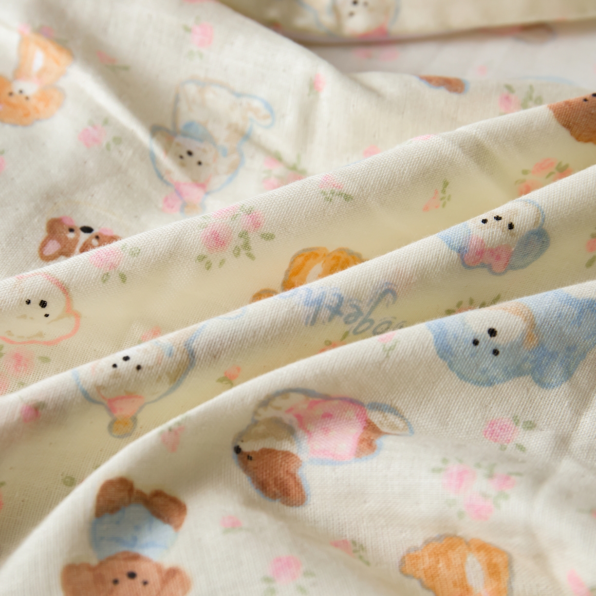 91家纺网 家纺一手货源 找家纺 百寐 2026新款全棉A类双层纱立体乳胶枕套纯棉纱布卡通碎花小清新枕套 立体-小泡芙