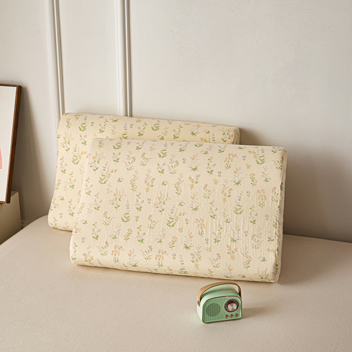 91家纺网 家纺一手货源 找家纺 百寐 2026新款全棉A类双层纱立体乳胶枕套纯棉纱布卡通碎花小清新枕套 立体-梨梦初醒