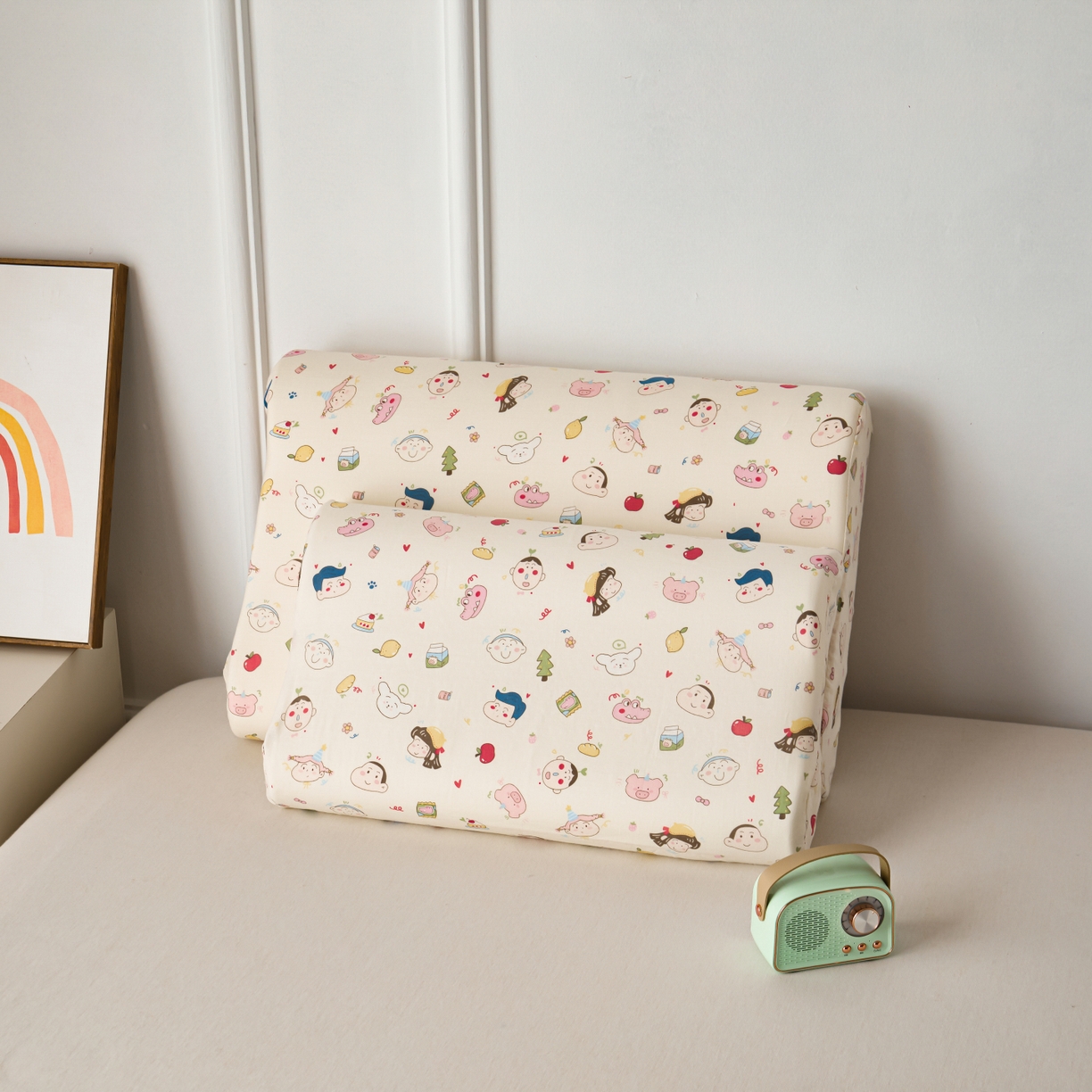 91家纺网 家纺一手货源 找家纺 （总）百寐 2026新款全棉A类双层纱立体乳胶枕套纯棉纱布卡通碎花小清新枕套