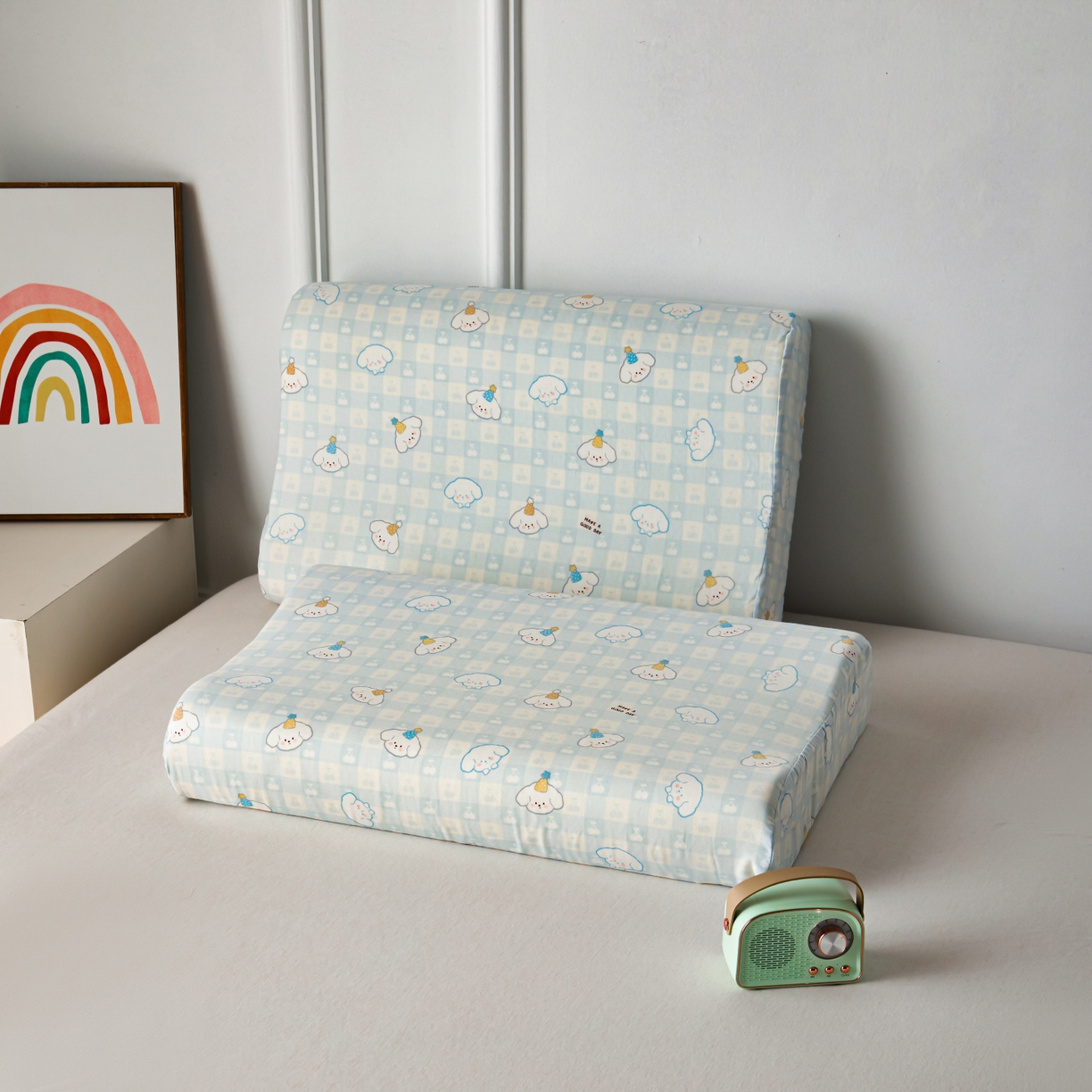 百寐 2026新款全棉A类双层纱立体乳胶枕套纯棉纱布卡通碎花小清新枕套 立体-樱桃狗