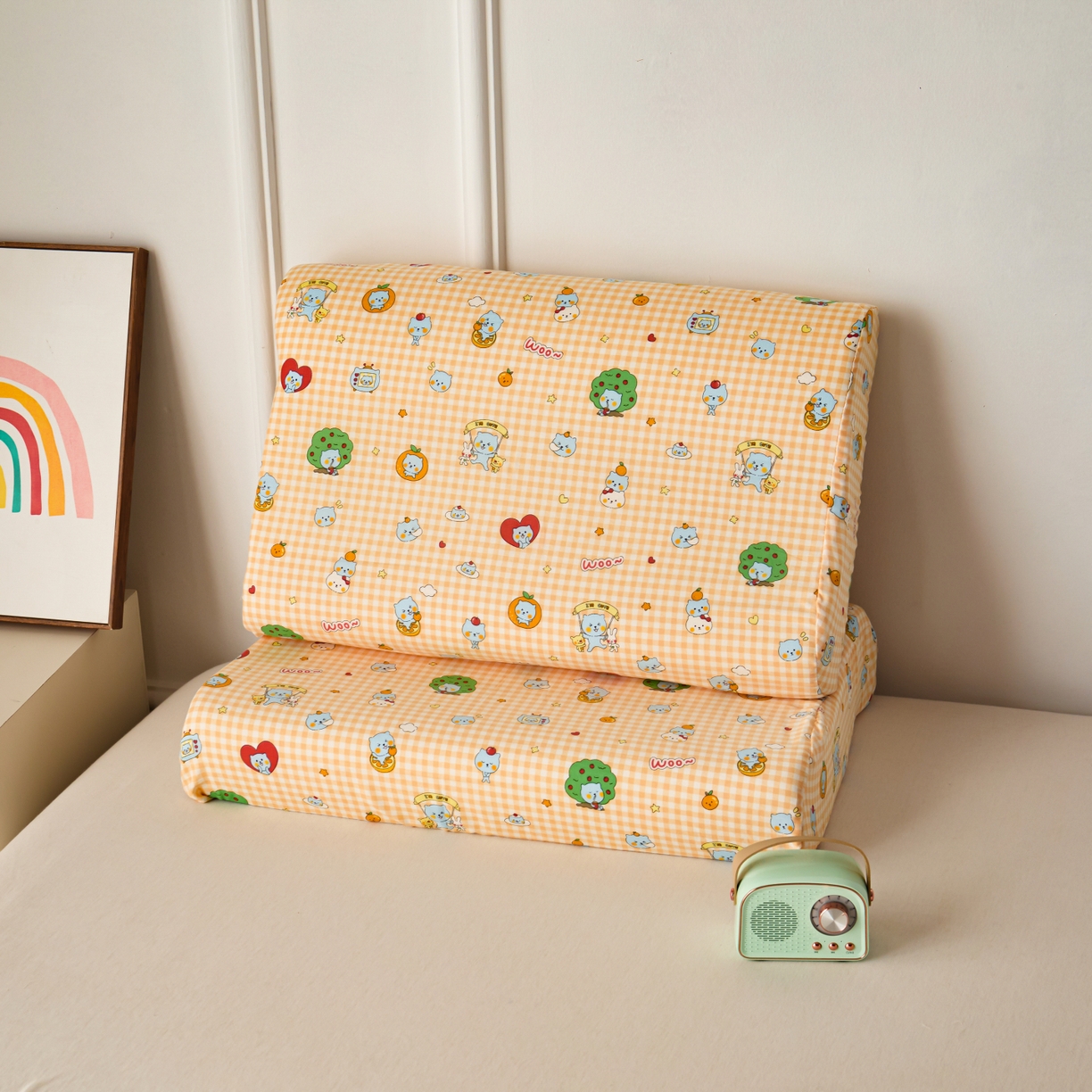 91家纺网 家纺一手货源 找家纺 百寐 2026新款全棉A类双层纱立体乳胶枕套纯棉纱布卡通碎花小清新枕套 立体-开心酷儿