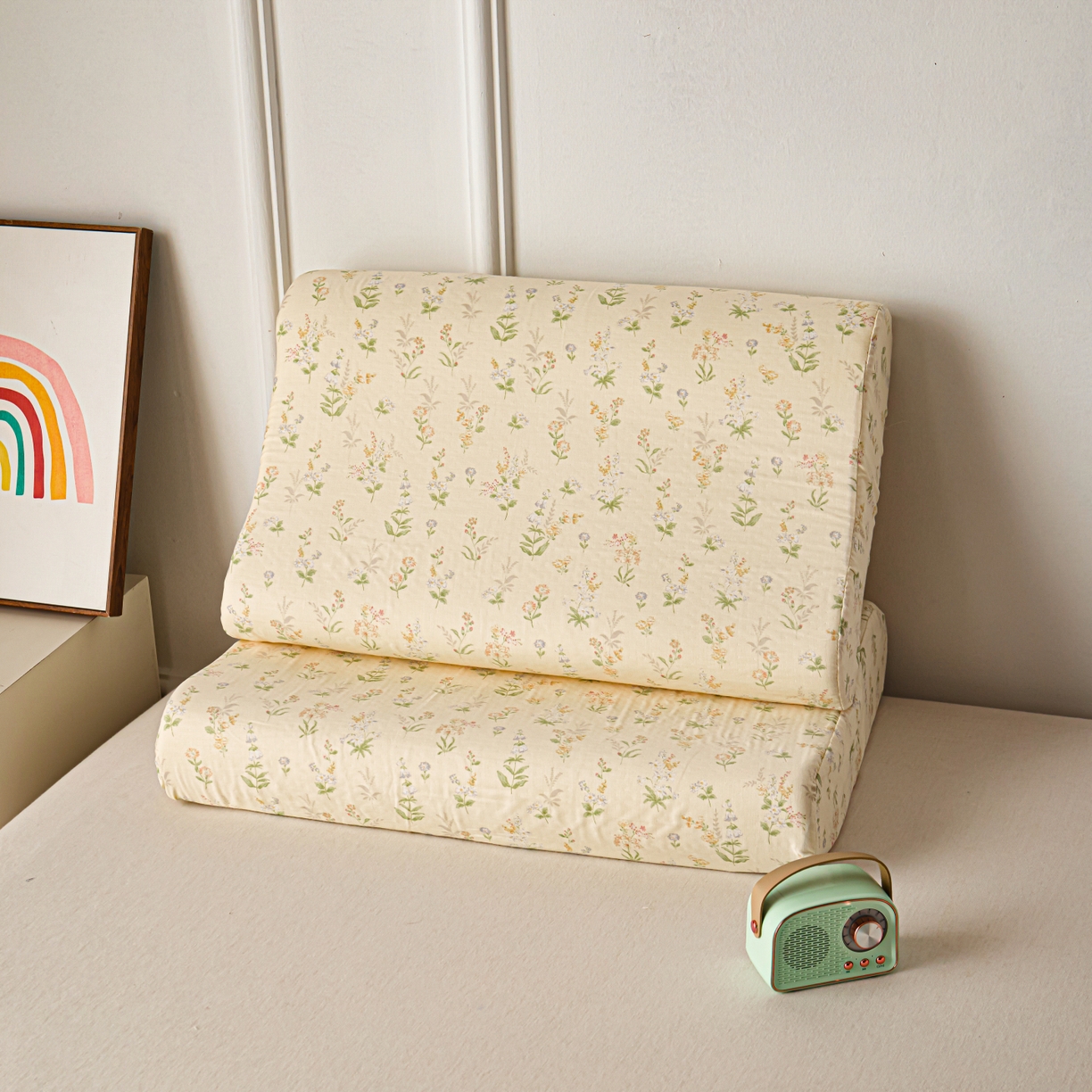 91家纺网 家纺一手货源 找家纺 百寐 2026新款全棉A类双层纱立体乳胶枕套纯棉纱布卡通碎花小清新枕套 立体-梨梦初醒