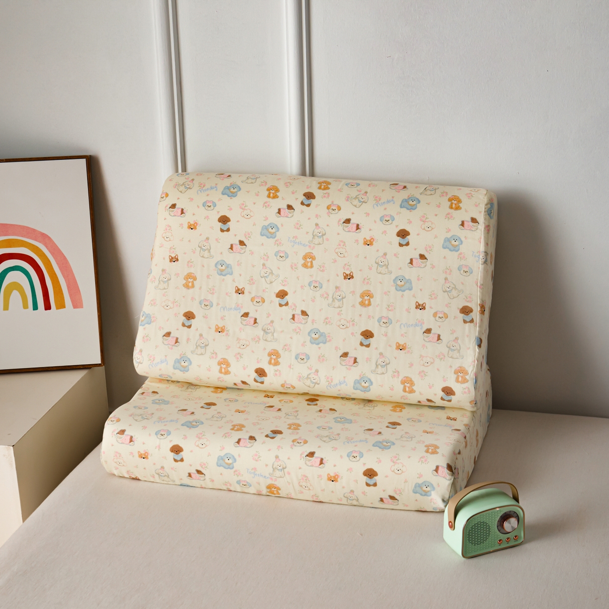 91家纺网 家纺一手货源 找家纺 百寐 2026新款全棉A类双层纱立体乳胶枕套纯棉纱布卡通碎花小清新枕套 立体-小泡芙