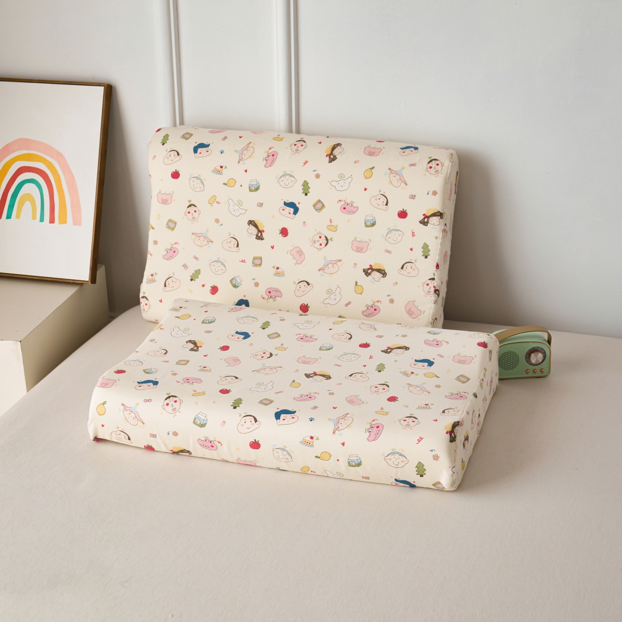 百寐 2026新款全棉A类双层纱立体乳胶枕套纯棉纱布卡通碎花小清新枕套 立体--新新一家