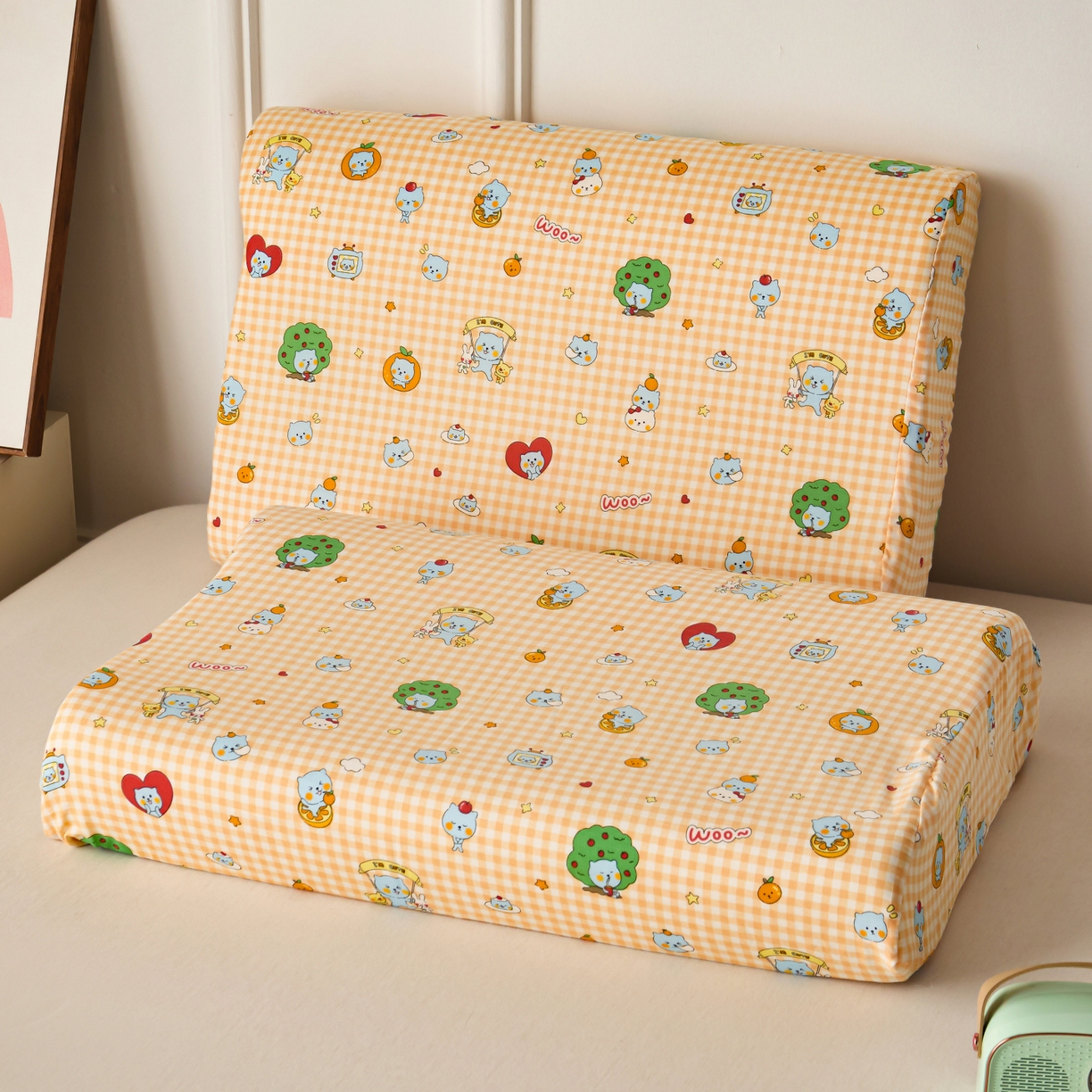 91家纺网 家纺一手货源 找家纺 百寐 2026新款全棉A类双层纱立体乳胶枕套纯棉纱布卡通碎花小清新枕套 立体-开心酷儿