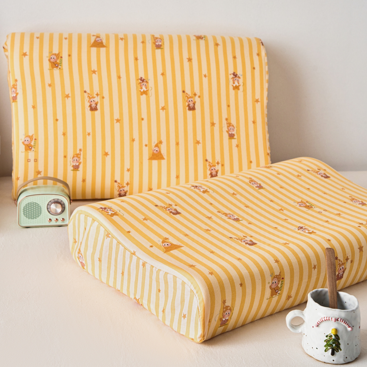 91家纺网 家纺一手货源 找家纺 百寐 2026新款全棉A类双层纱立体乳胶枕套纯棉纱布卡通碎花小清新枕套 立体-星星人