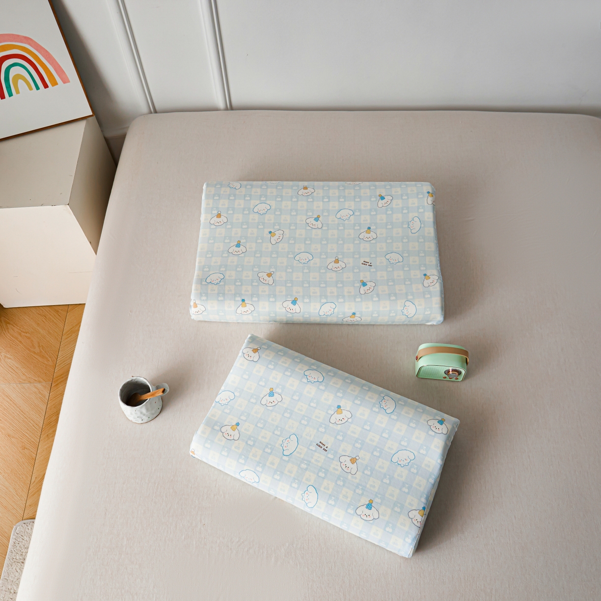 91家纺网 家纺一手货源 找家纺 百寐 2026新款全棉A类双层纱立体乳胶枕套纯棉纱布卡通碎花小清新枕套 立体-樱桃狗