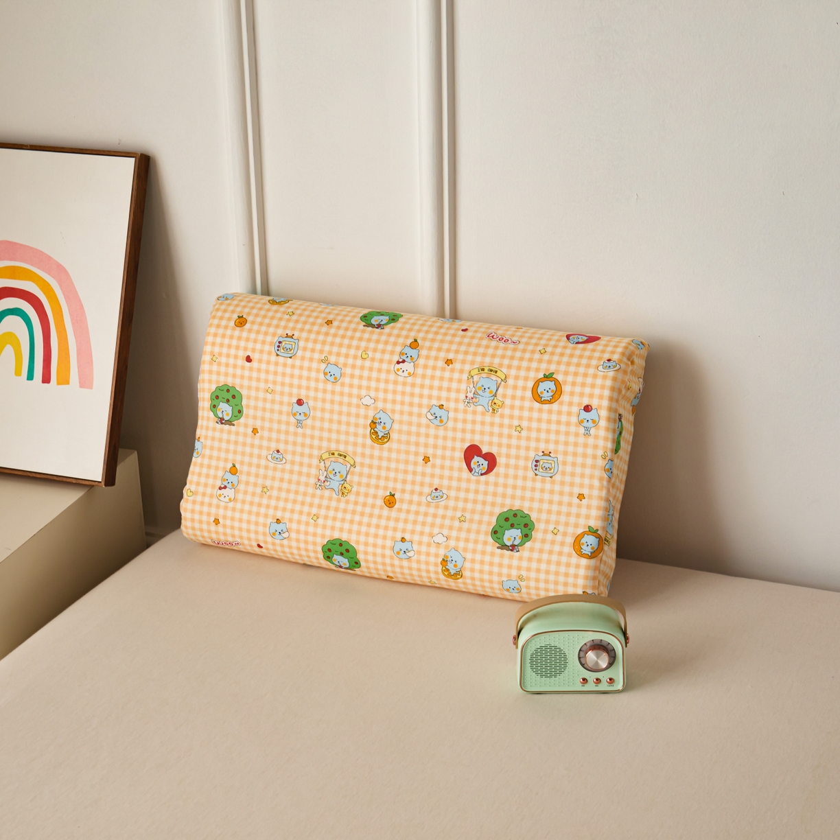 91家纺网 家纺一手货源 找家纺 百寐 2026新款全棉A类双层纱立体乳胶枕套纯棉纱布卡通碎花小清新枕套 立体-开心酷儿