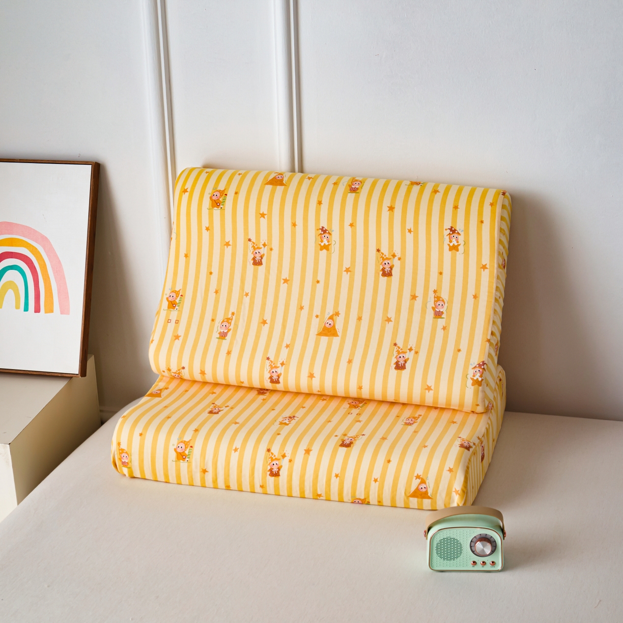 91家纺网 家纺一手货源 找家纺 百寐 2026新款全棉A类双层纱立体乳胶枕套纯棉纱布卡通碎花小清新枕套 立体-星星人