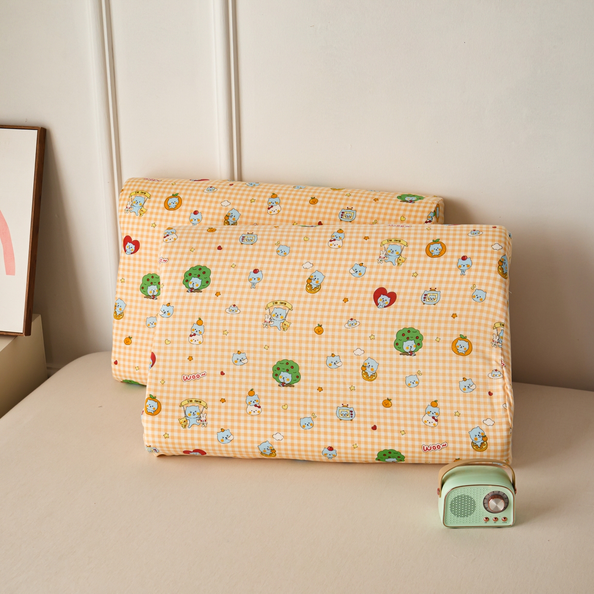 91家纺网 家纺一手货源 找家纺 百寐 2026新款全棉A类双层纱立体乳胶枕套纯棉纱布卡通碎花小清新枕套 立体-开心酷儿