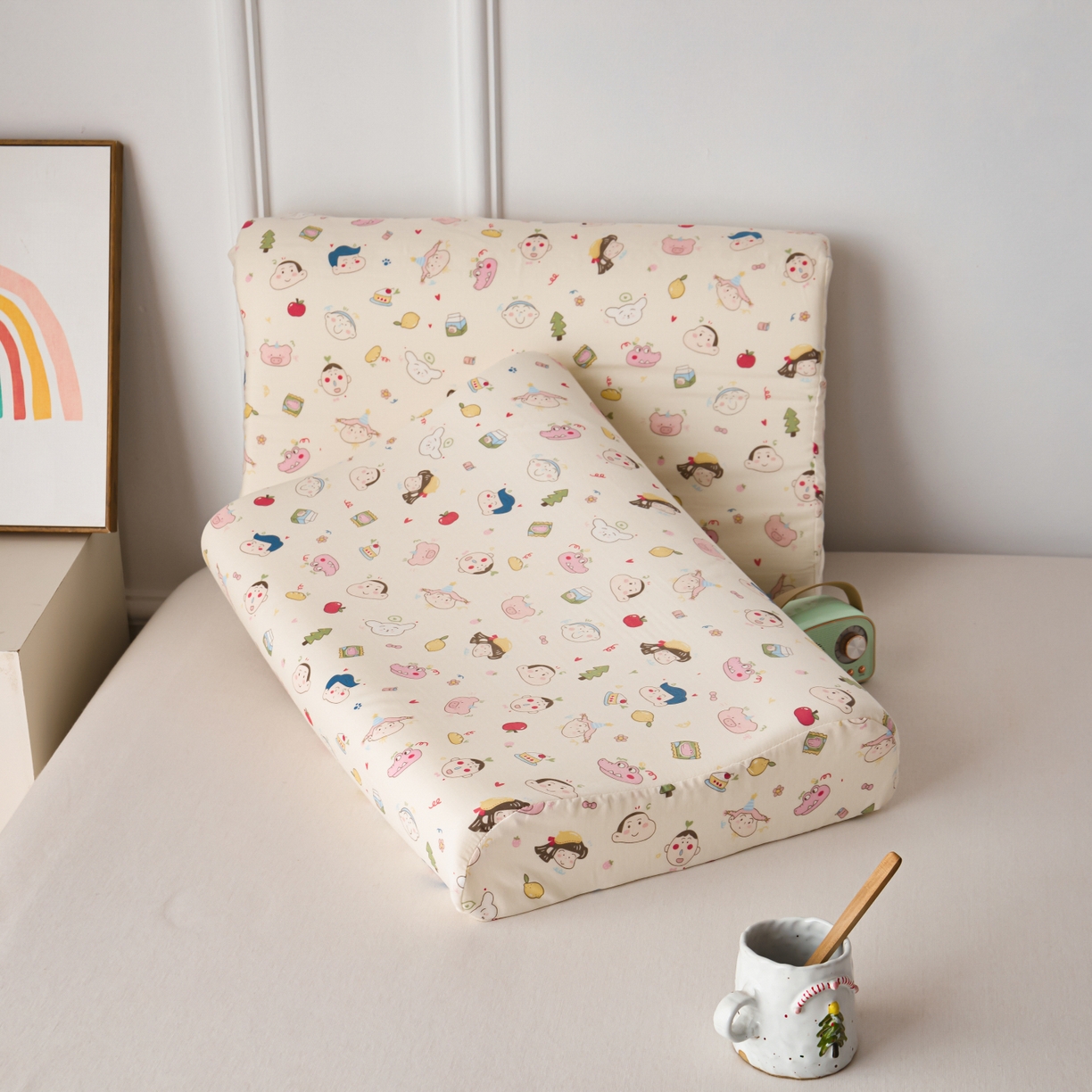 91家纺网 家纺一手货源 找家纺 百寐 2026新款全棉A类双层纱立体乳胶枕套纯棉纱布卡通碎花小清新枕套 立体--新新一家