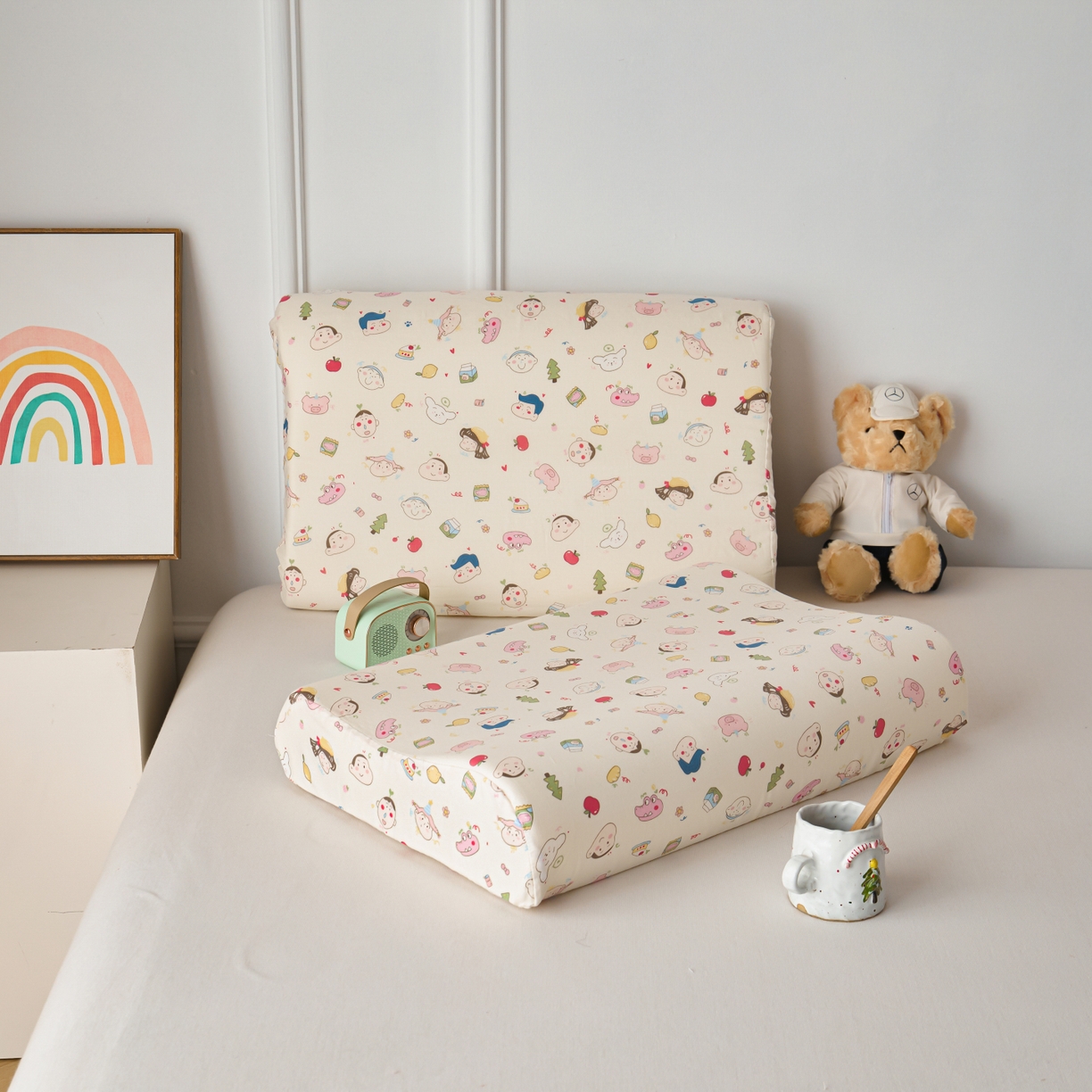 91家纺网 家纺一手货源 找家纺 （总）百寐 2026新款全棉A类双层纱立体乳胶枕套纯棉纱布卡通碎花小清新枕套