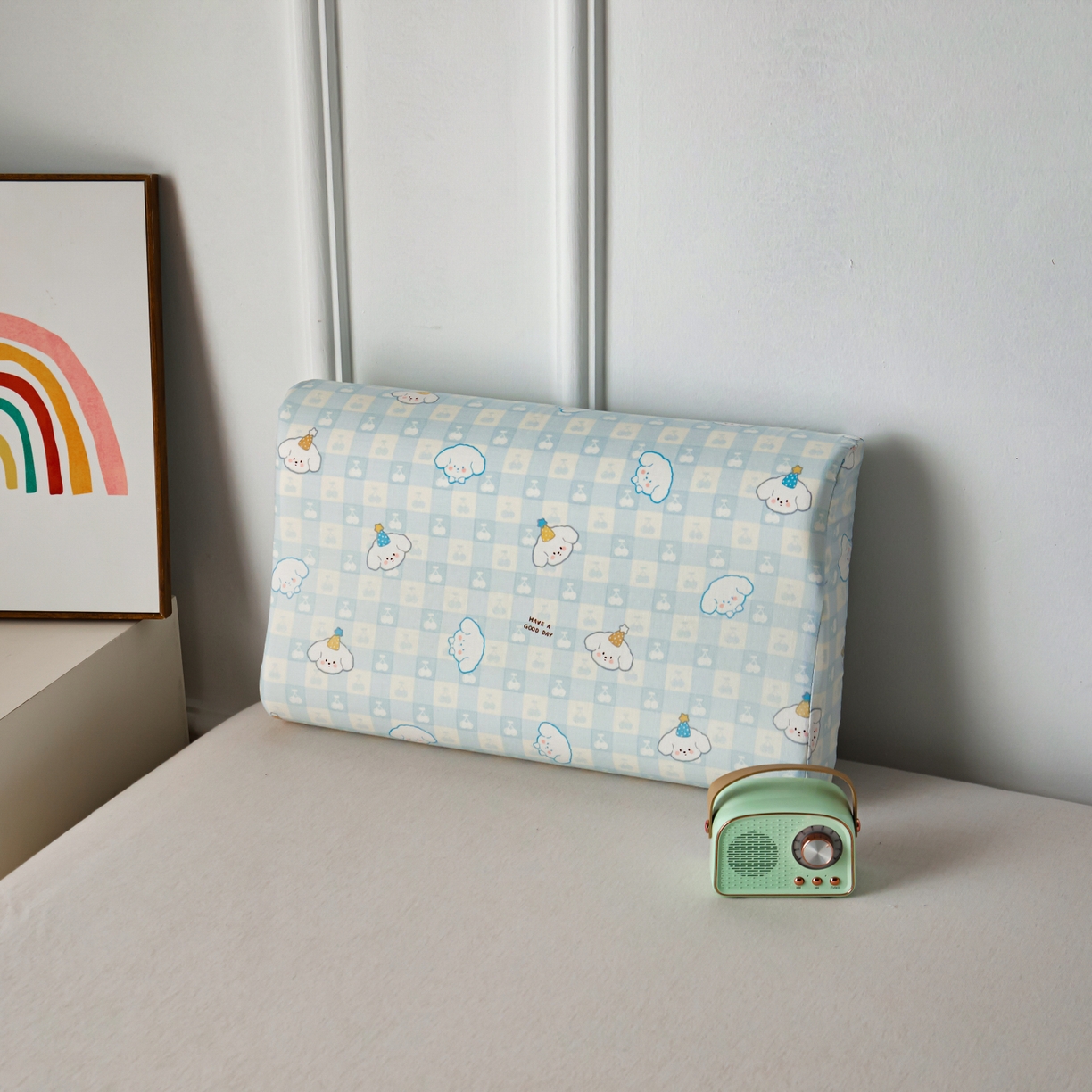 91家纺网 家纺一手货源 找家纺 百寐 2026新款全棉A类双层纱立体乳胶枕套纯棉纱布卡通碎花小清新枕套 立体-樱桃狗