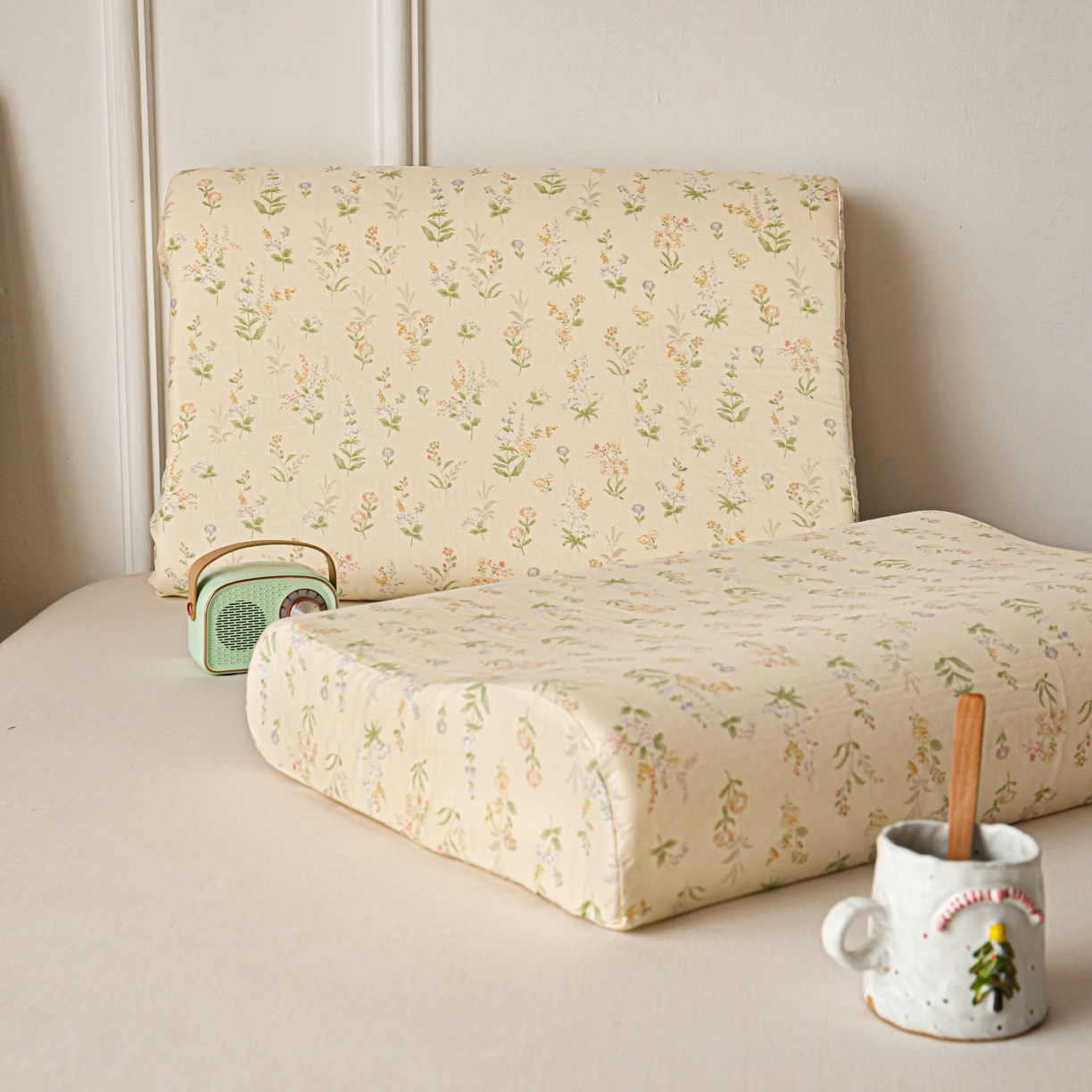 91家纺网 家纺一手货源 找家纺 百寐 2026新款全棉A类双层纱立体乳胶枕套纯棉纱布卡通碎花小清新枕套 立体-梨梦初醒