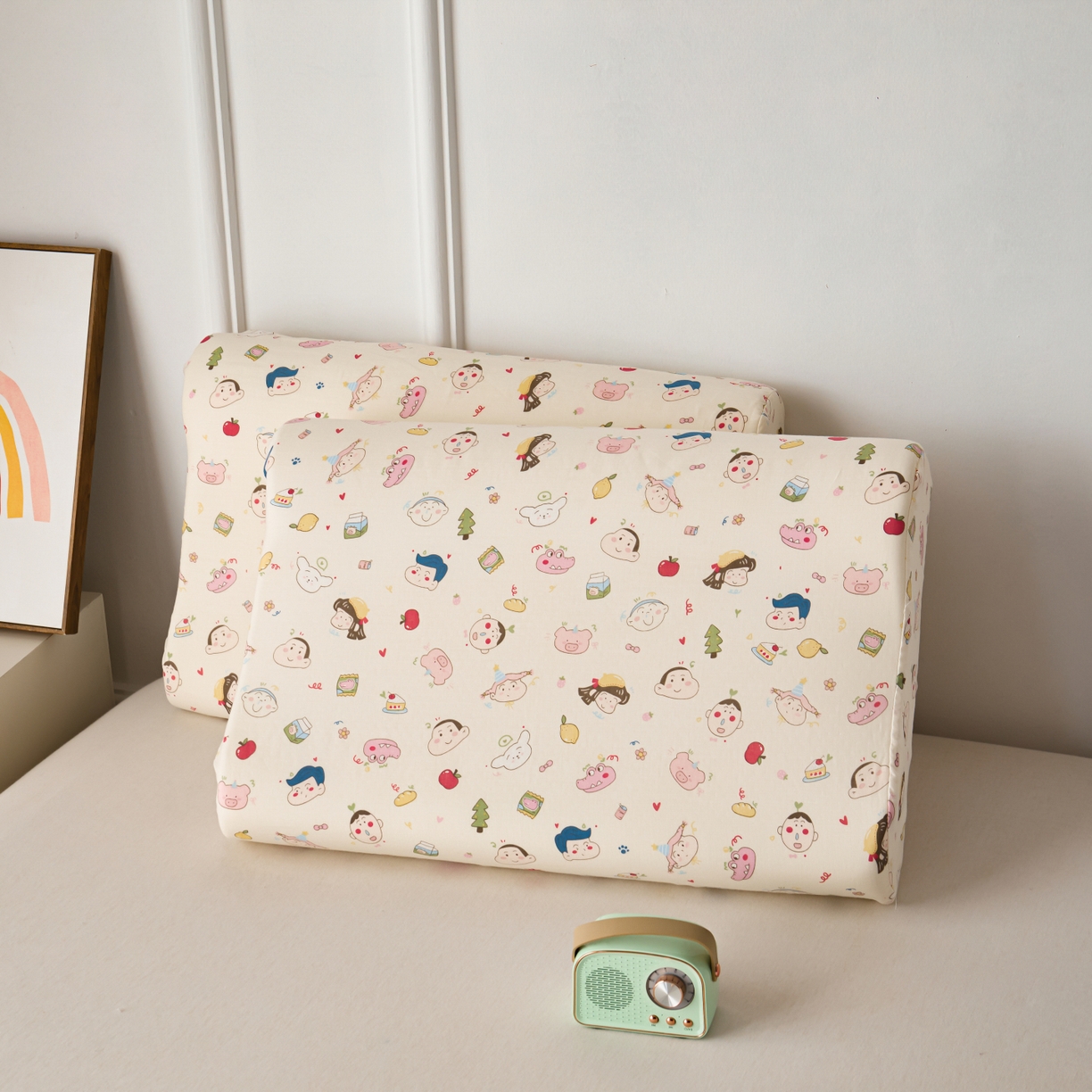 91家纺网 家纺一手货源 找家纺 百寐 2026新款全棉A类双层纱立体乳胶枕套纯棉纱布卡通碎花小清新枕套 立体--新新一家