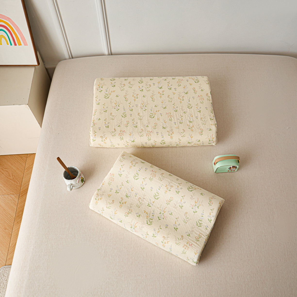 91家纺网 家纺一手货源 找家纺 百寐 2026新款全棉A类双层纱立体乳胶枕套纯棉纱布卡通碎花小清新枕套 立体-梨梦初醒