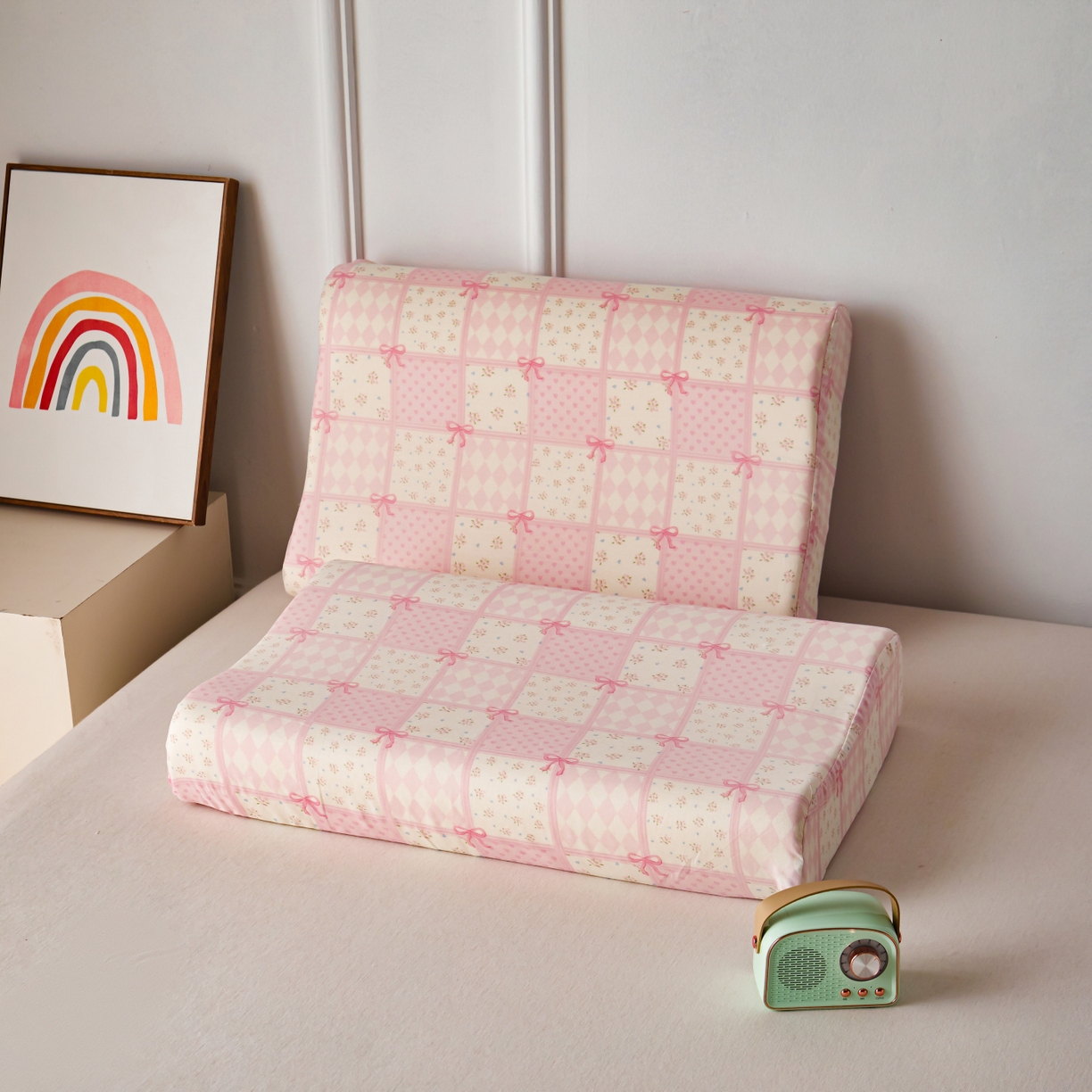 91家纺网 家纺一手货源 找家纺 （总）百寐 2026新款全棉A类双层纱立体乳胶枕套纯棉纱布卡通碎花小清新枕套