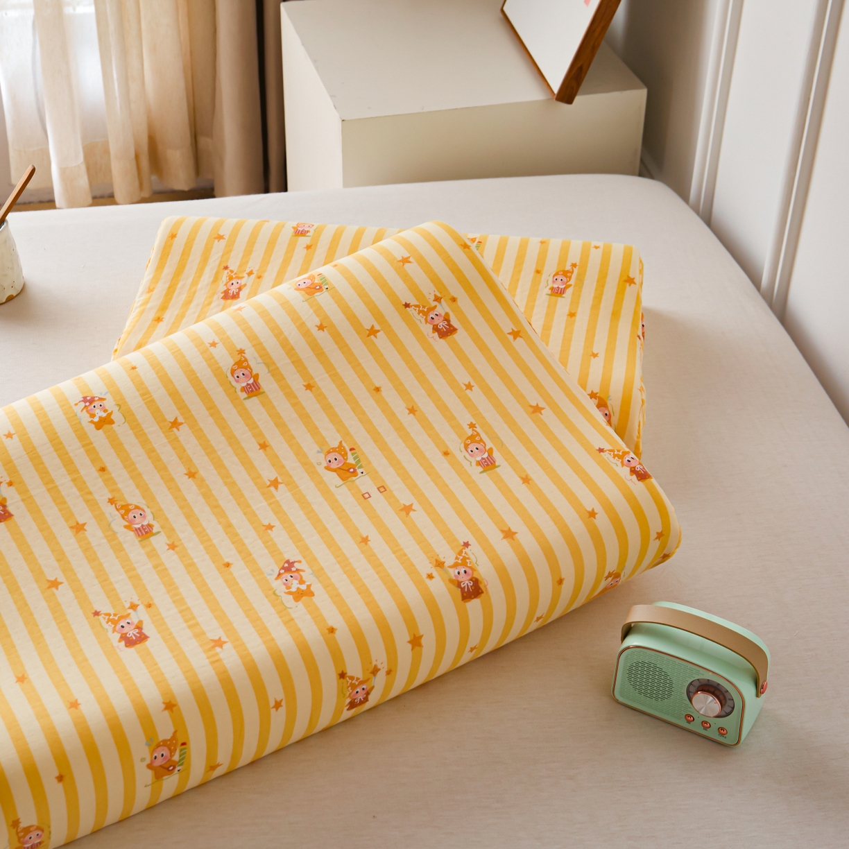 91家纺网 家纺一手货源 找家纺 百寐 2026新款全棉A类双层纱立体乳胶枕套纯棉纱布卡通碎花小清新枕套 立体-星星人