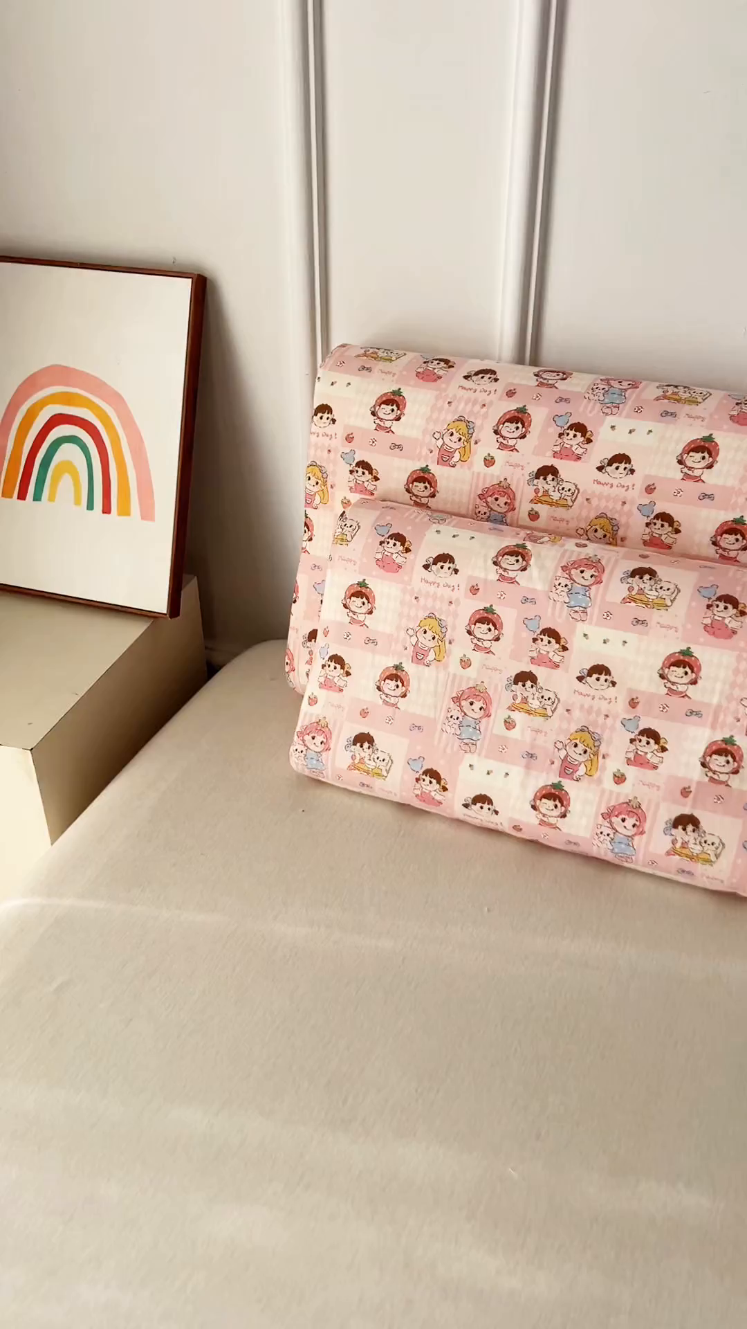 91家纺网 家纺一手货源 找家纺 百寐 2026新款全棉A类双层纱立体乳胶枕套纯棉纱布卡通碎花小清新枕套 立体-草莓女孩