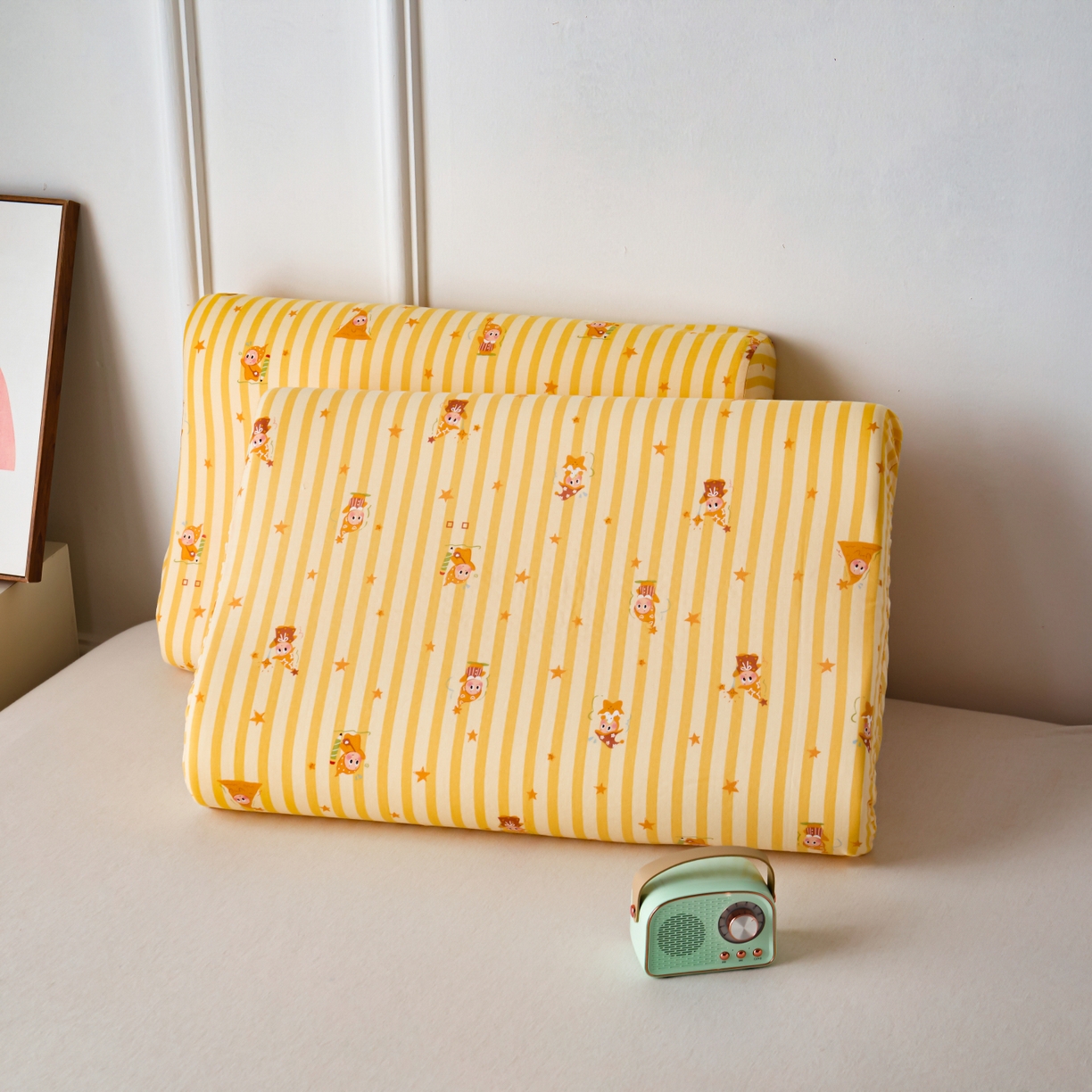 91家纺网 家纺一手货源 找家纺 百寐 2026新款全棉A类双层纱立体乳胶枕套纯棉纱布卡通碎花小清新枕套 立体-星星人