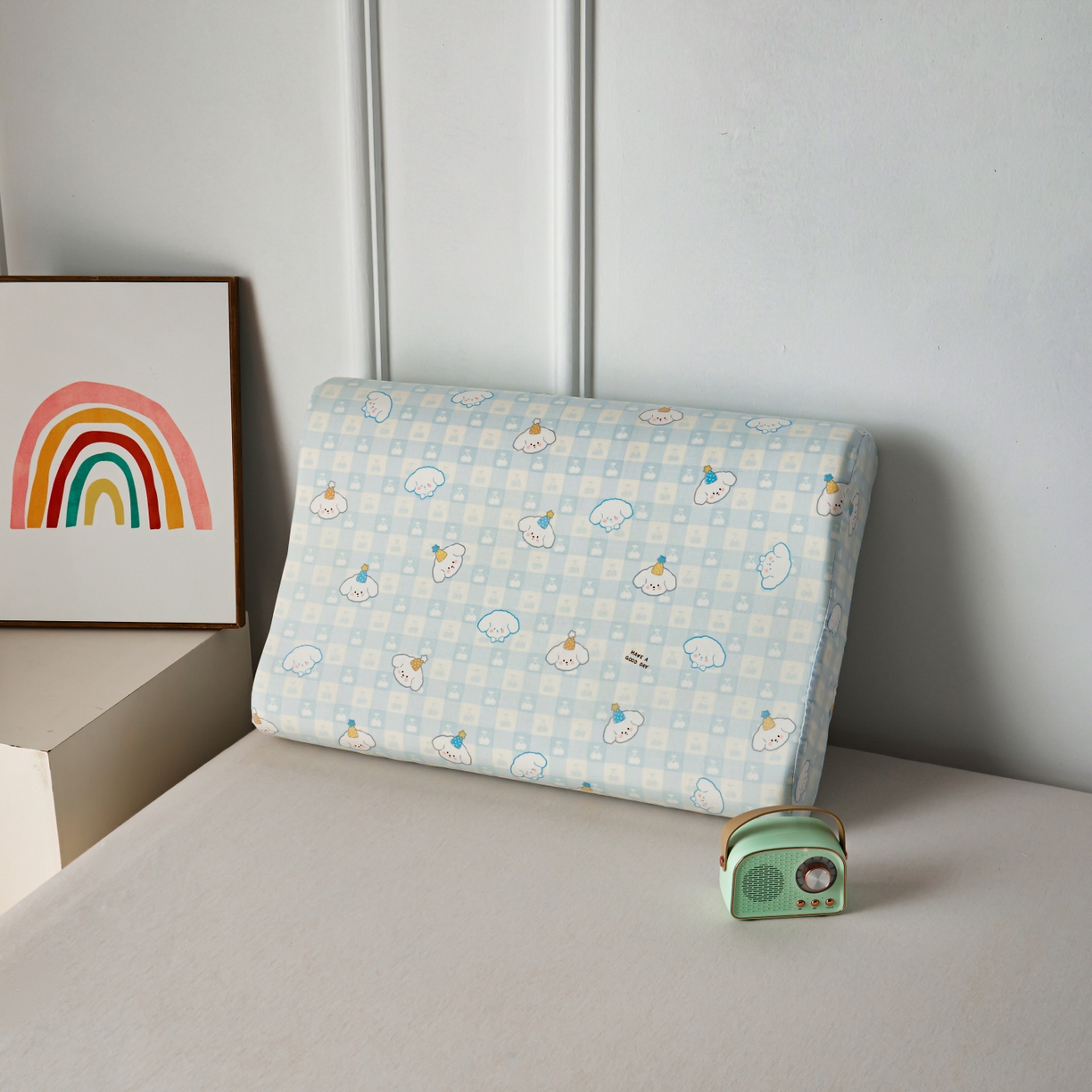 91家纺网 家纺一手货源 找家纺 百寐 2026新款全棉A类双层纱立体乳胶枕套纯棉纱布卡通碎花小清新枕套 立体-樱桃狗