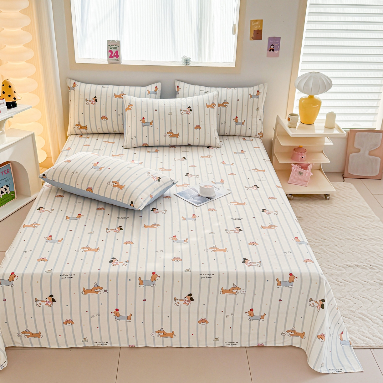 91家纺网 家纺一手货源 找家纺 （总）小蓝孩家纺 2026新款12868全棉印花单床单(联系商家可打折，尺寸可定制)