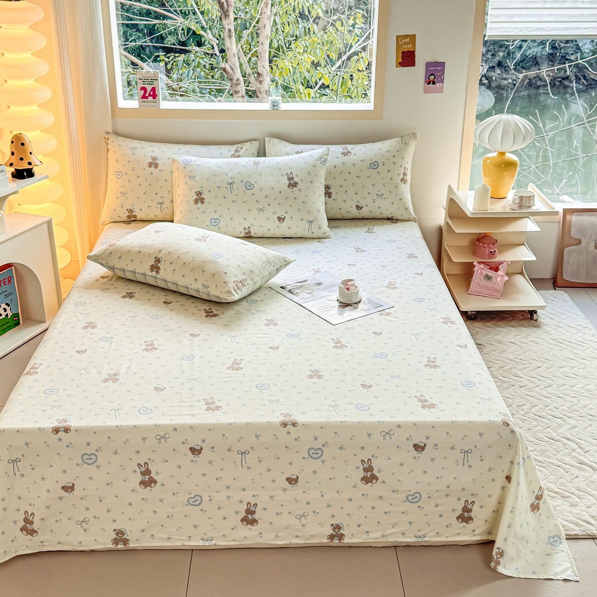 91家纺网 家纺一手货源 找家纺 （总）小蓝孩家纺 2026新款12868全棉印花单床单(联系商家可打折，尺寸可定制)